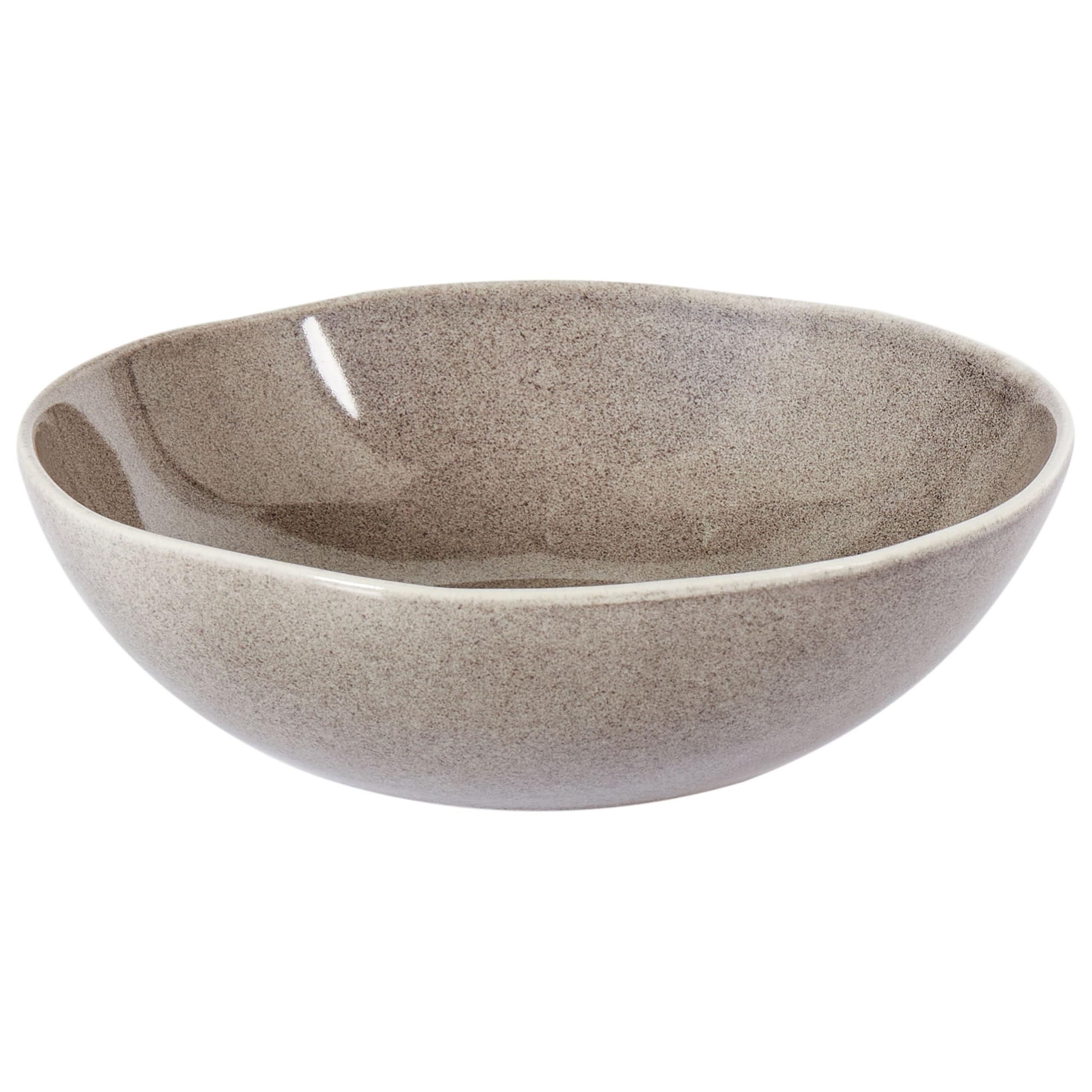 Conjunto de 4 platos hondos cuenco para pasta de gres caolín artesanal acabado esmalte reactivo gris Costmary