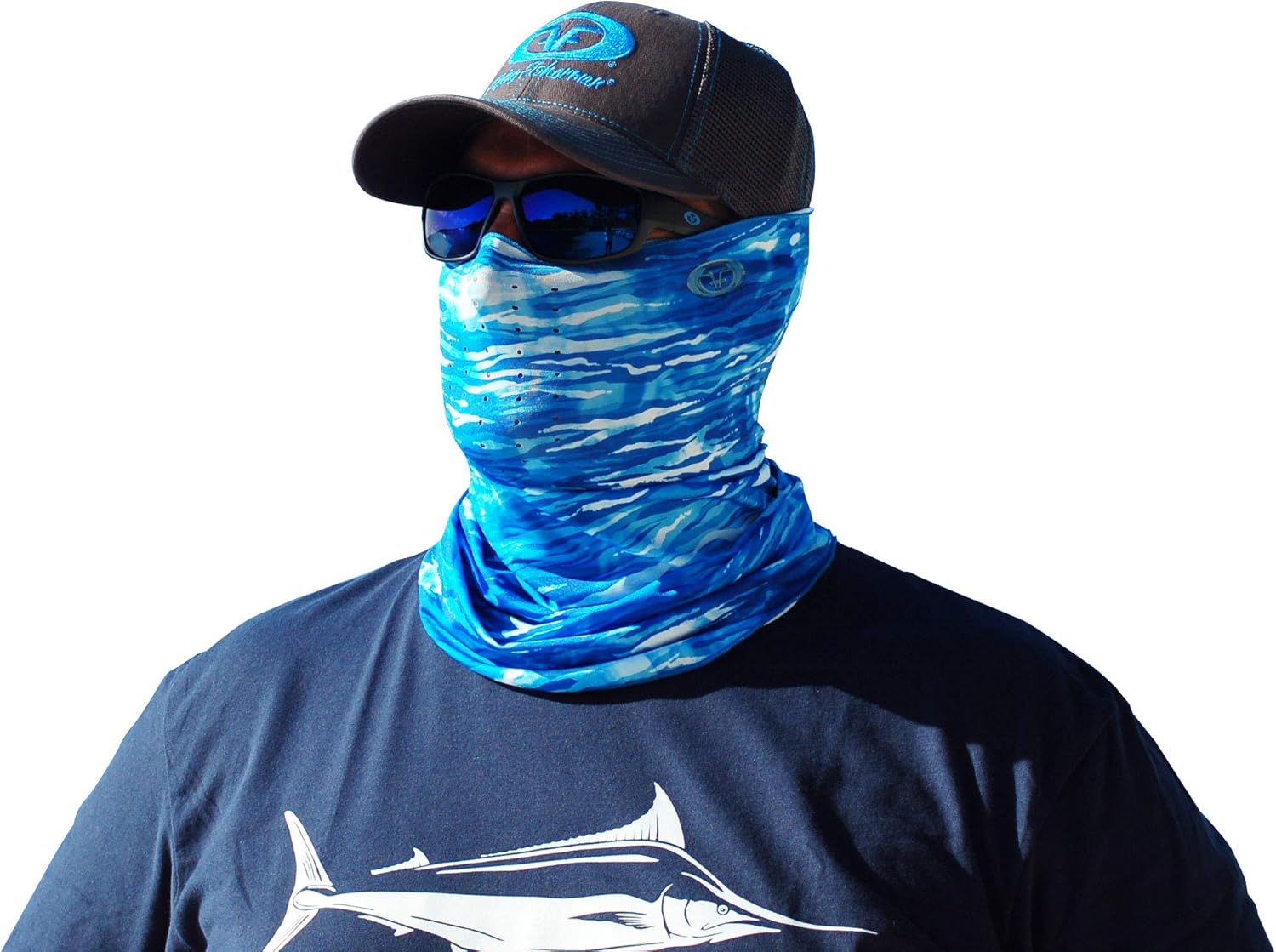 Flying Fisherman Sunbandit Pro Series Face Mask, UPF 50+ Protection, Vented and Flared, Blue Water Camo - Image 3