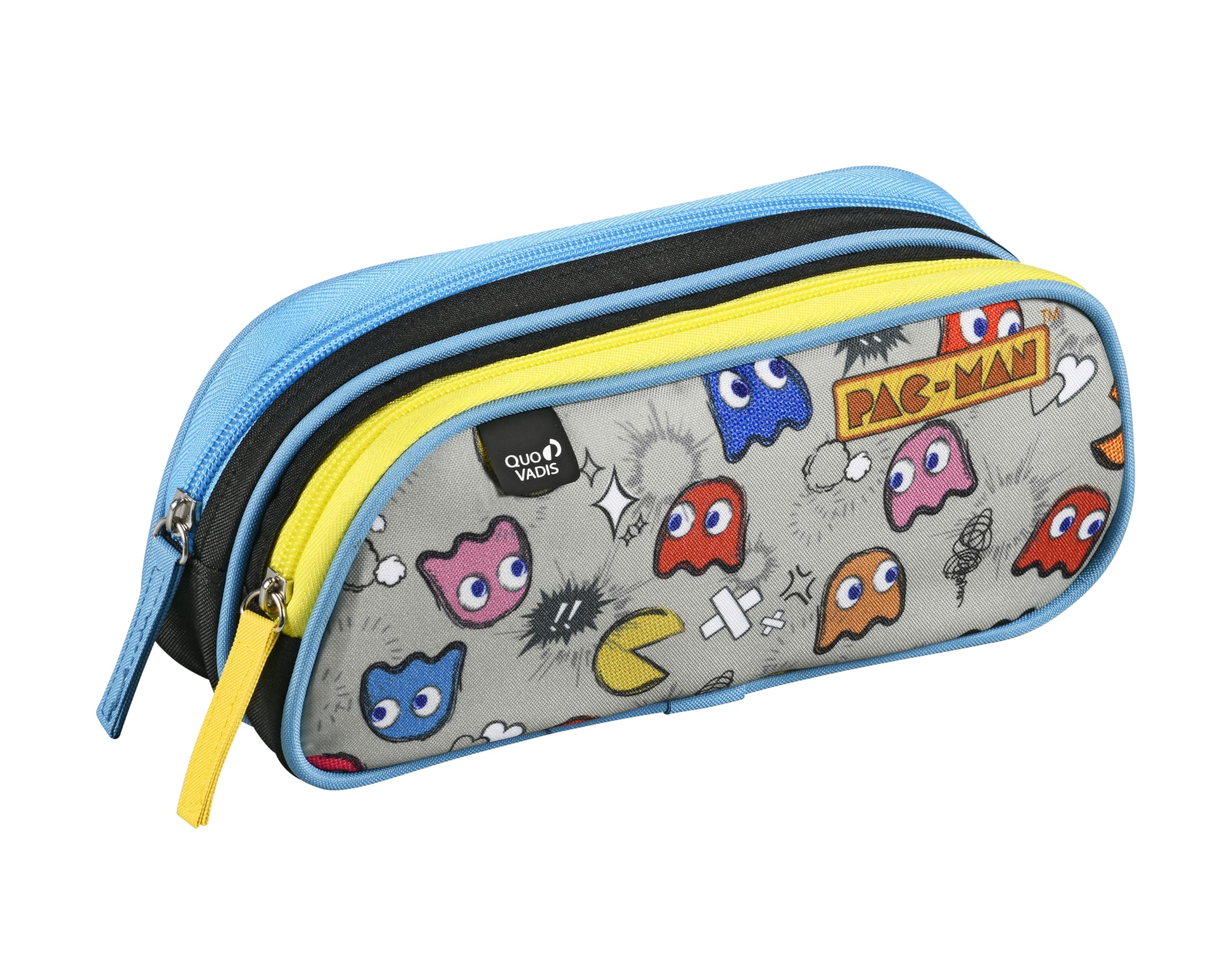 QUO VADIS - Pencil case - Rectangle - Pac man - Multicoloured - Canvas (Polyester) - 2 Compartment(s) - Game Visual