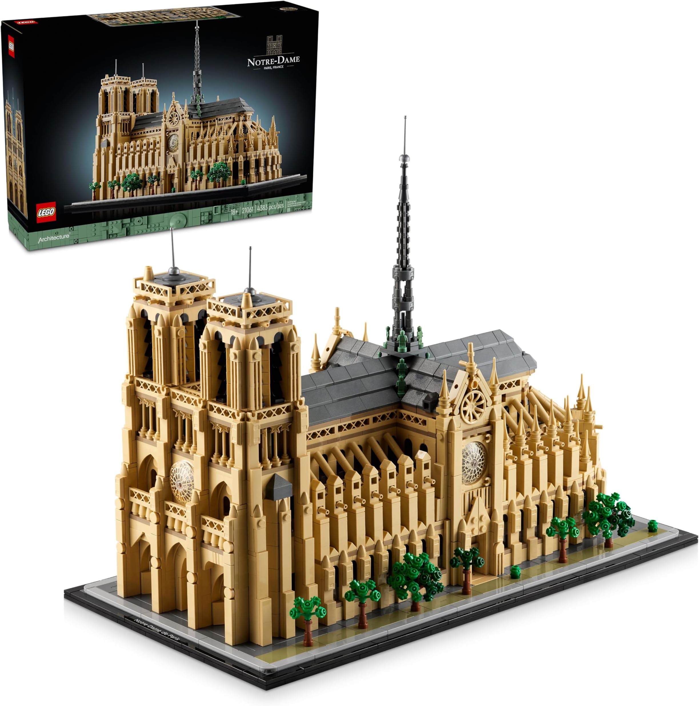 LEGO Architecture Notre-Dame de Paris Replica, Architectural Model Kit, Collectible Building Set for Adults, Build and Display France Souvenir, Paris Gift for Lovers of History, Travel and Art, 21061