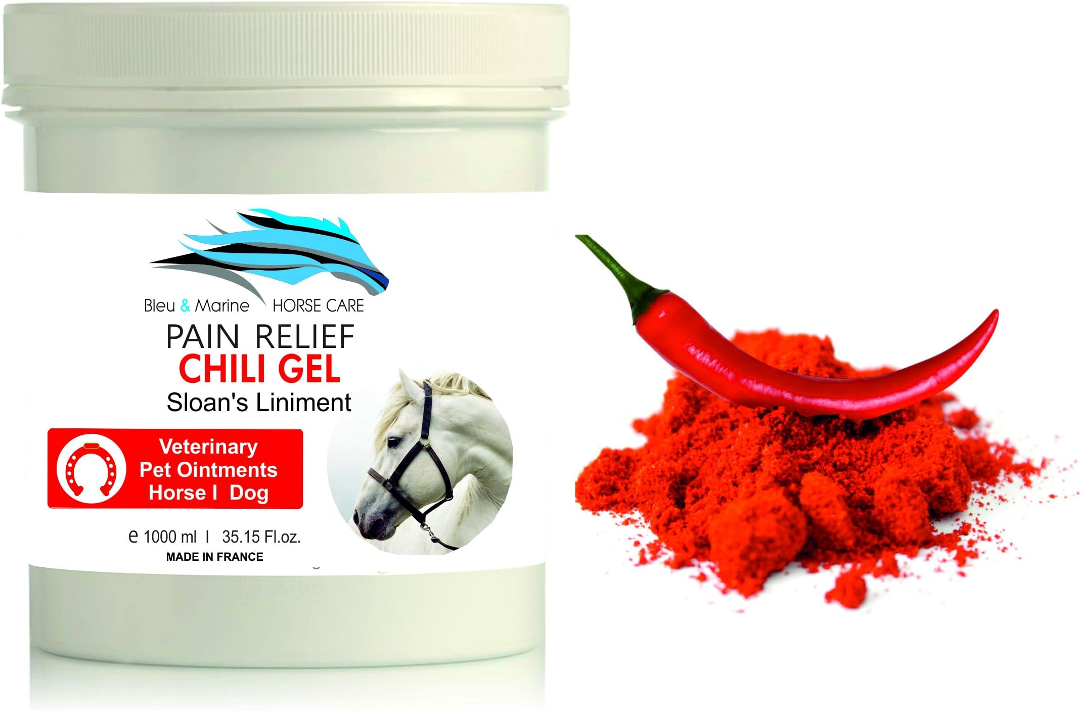 bleu & marine Bretania Horse Chili Gel 1000 ml Horse Pain Relief Balm Sloan's Liniment for Pets