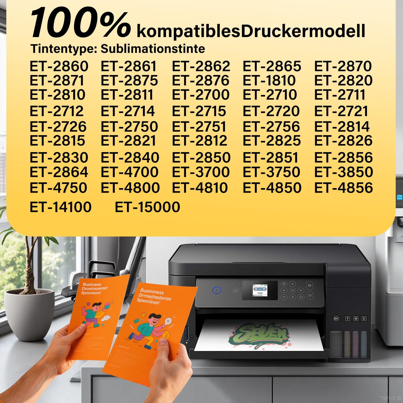 Inchiostro a sublimazione compatibile con Epson Ecotank ET-2876 ET-1810 ET-2826 ET-2861 ET-2870 ET-2871 ET-2865 ET-15000 ET-2810 ET-2856 ET-2870, Inchiostro a sublimazione Eco Tank