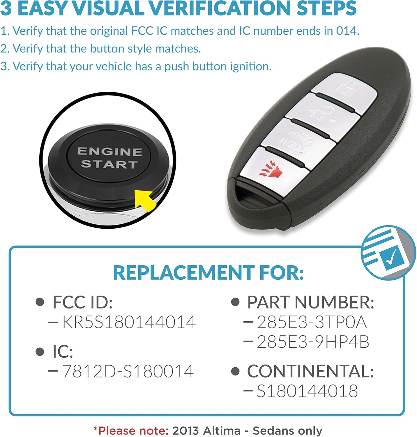 Keyless2Go Replacement for Proximity Smart Key Nissan KR5S180144014 IC 014 285E3-3TP0A - 2 Pack