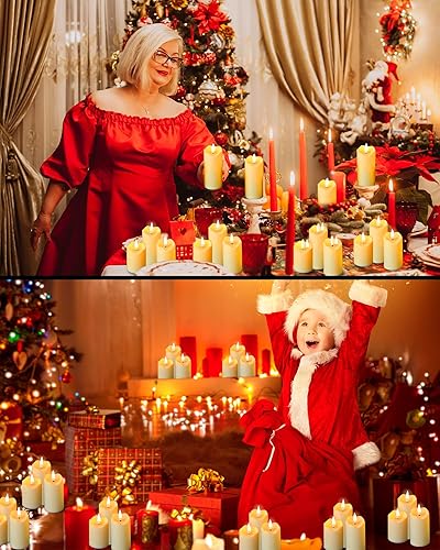 Miniatura 7 de Baquler 24 velas de San Valentín sin llama, color blanco cálido y rojo, velas LED falsas que funcionan con pilas, velas LED falsas de plástico para