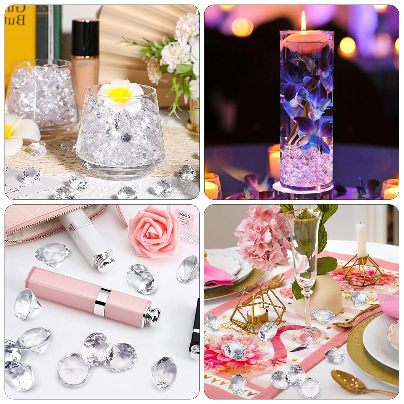 20 Piezas De Diamantes De Cristal De Imitación - Transparentes, Varios Tamaños (60mm A 20mm), Para Decoración De Bodas, Fiestas Y Escaparates