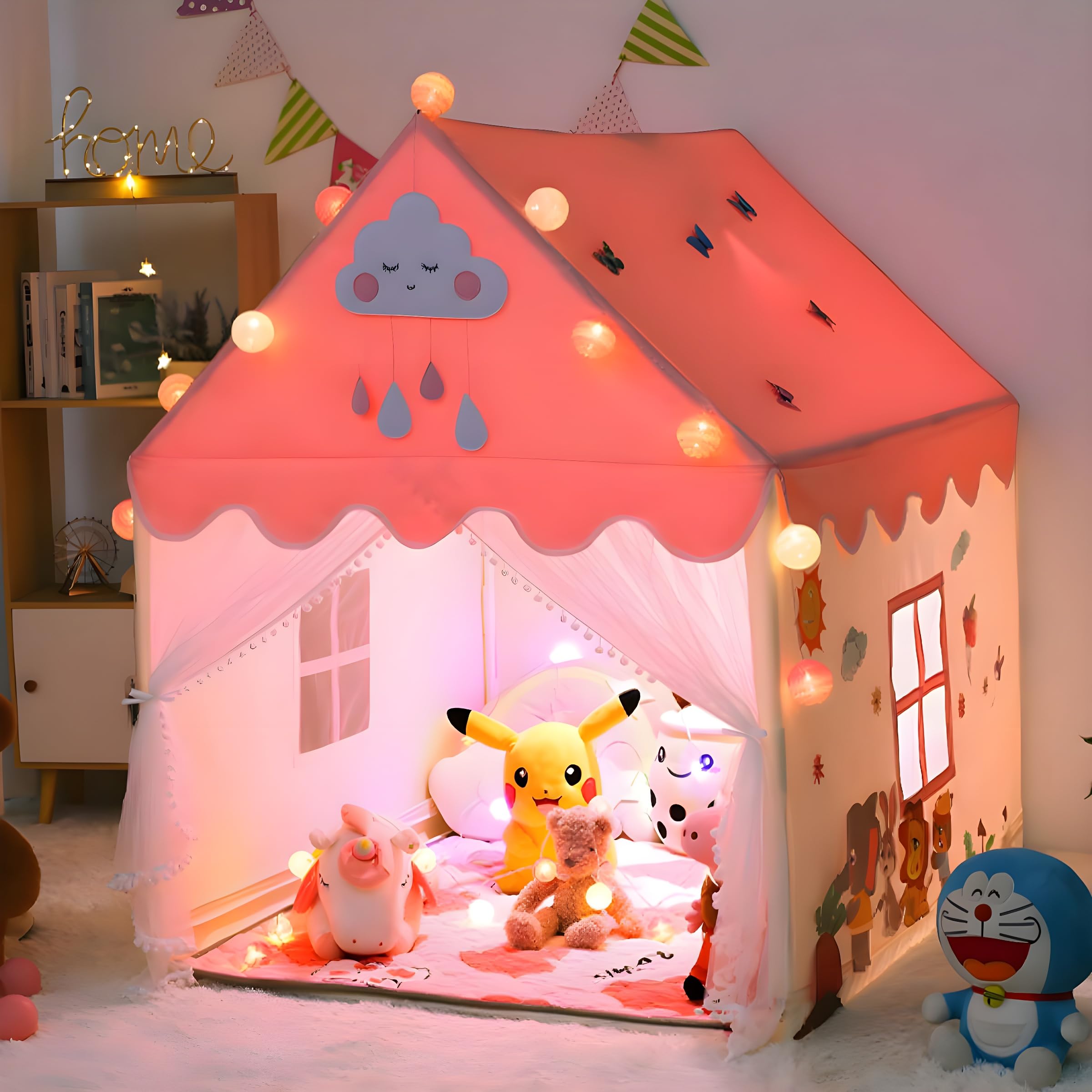 Lalakiya'S Play Houses Tent for Kids Outdoor and Indoor Theme Play House Castle Tent Toys for 5-13 Years Old Children Boy Girls Portable Castle Playhouse for Girls & Boys (Pink Barby) 1