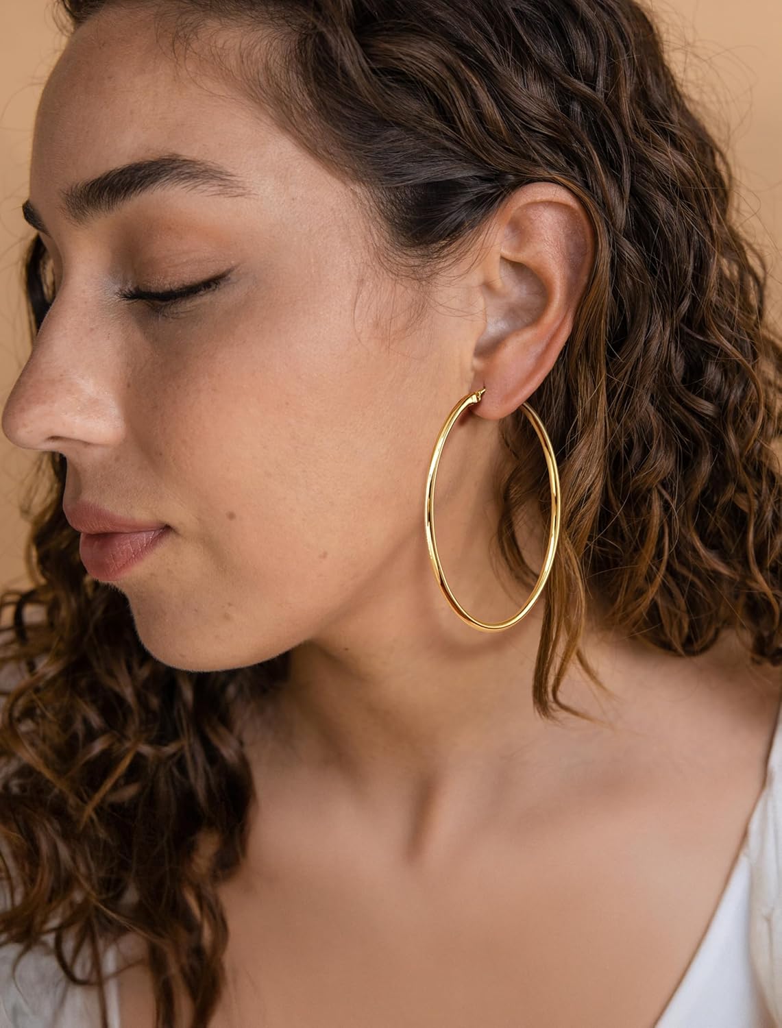 14K Gold Hoop Earrings for Women Hoops Dimple Design and Timeless Elegance Hoops Earring for Womens 12/14/16/18/20/30/40/50/60/70mm