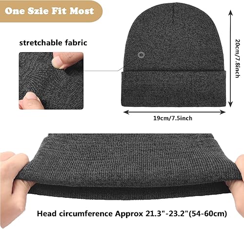 Miniatura 5 de ZOORON Gorro para mujer y hombre, unisex, con puños, de punto de calavera, suave, gorro de pescador, sombreros de invierno