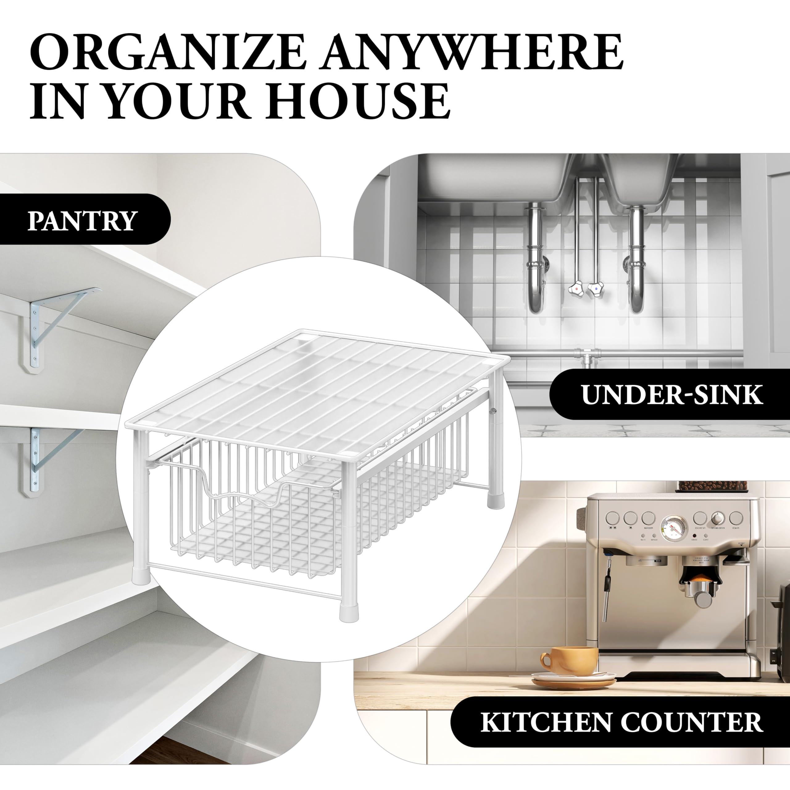 SimpleHouseware organizer do szuflad do układania w stos, biały