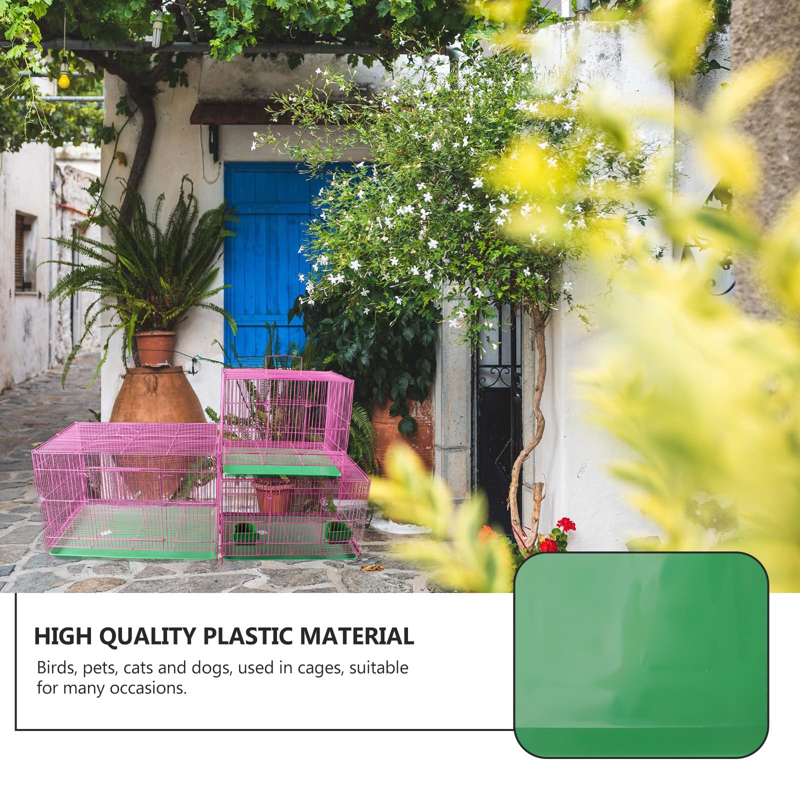 Fondo Resistente agli Odori alla Ruggine in Plastico Verde per Gabbia Coniglio Vassoio Igienico per Toilette Animali Domestici, per Gabbie di Piccole Dimensioni