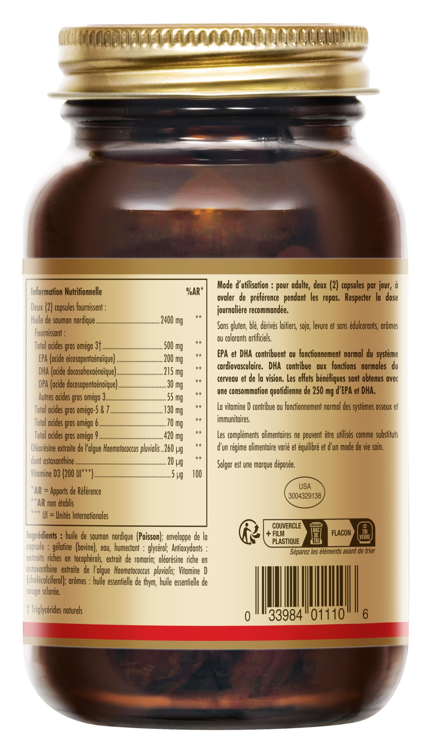 Solgar Full Spectrum - Formule Complète Omega 3-5-6-7-9-120 Capsules | Formule Complète Omégas 3‑5‑6‑7‑9, Huile Pure de Saumon Sauvage d’Alaska, Acides Gras Essentiels, Complément Alimentaire