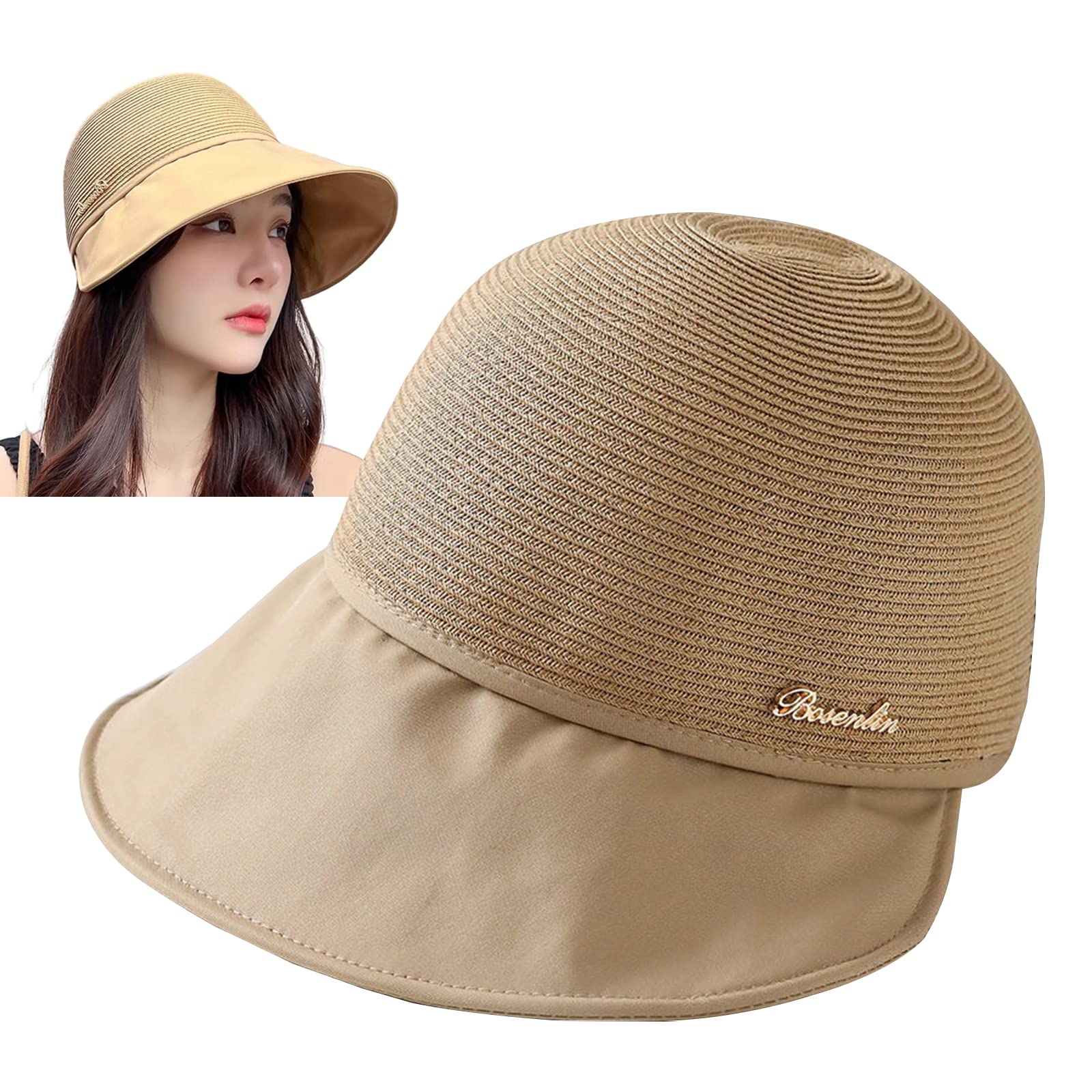 Women's Large Brim Sunscreen Hat, Womens Visors for Summer No Headache, Sunhat Uv Protection Wide Brim Foldable
