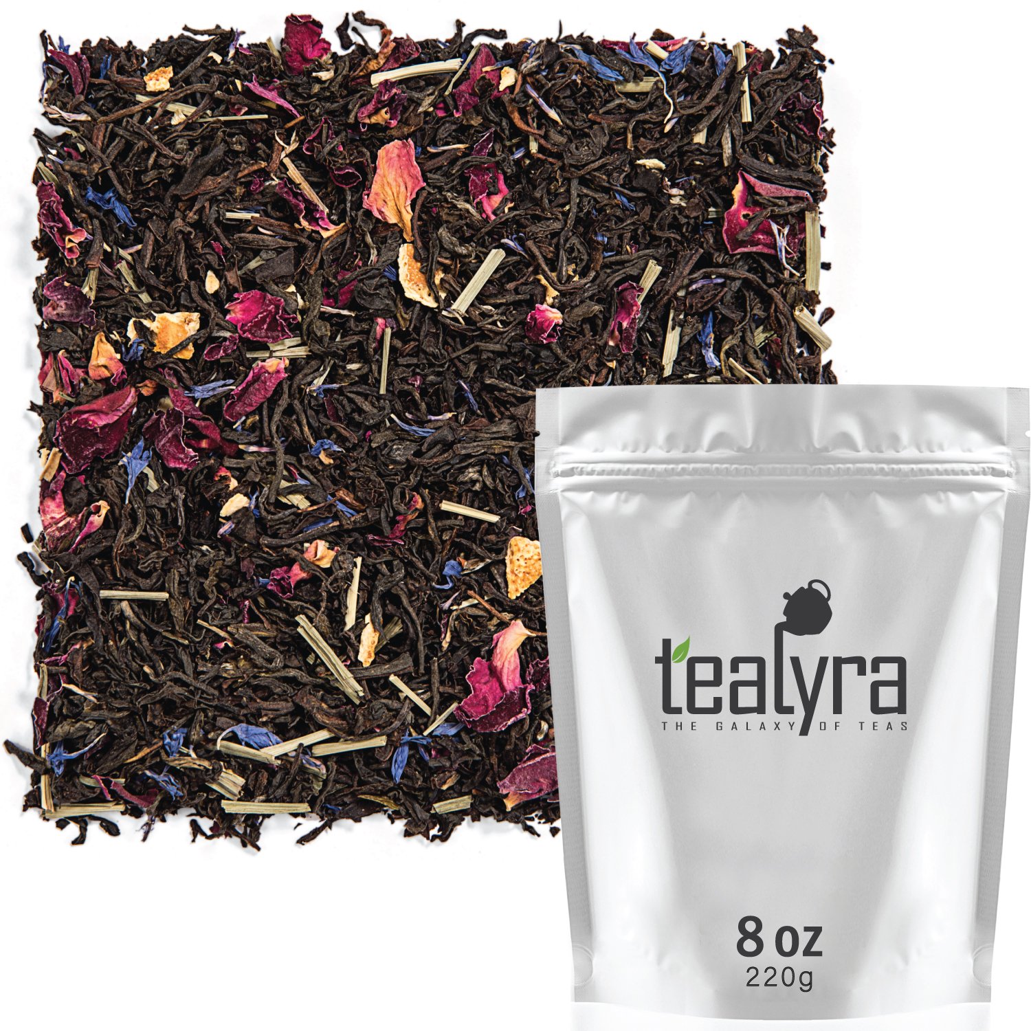 Tealyra - Milady Grey - Delightful Black Loose Leaf Tea - Rose Petals and Lemongrass with Orange - Medium Caffeine - Blend - All Natural - 220g (8-ounce)