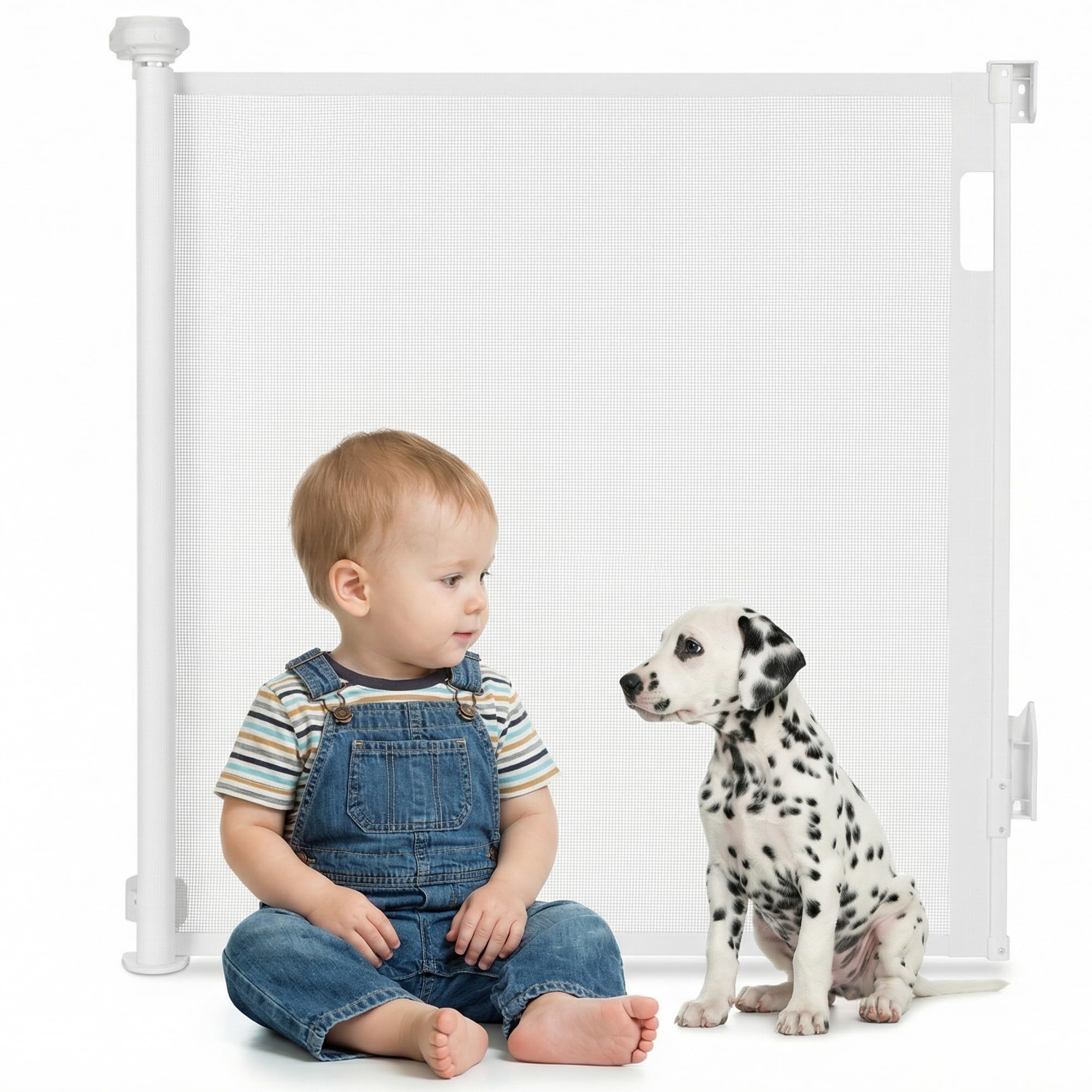 LIONELO THEA Puerta de Escalera 85x140 cm Extensible Ajustable de Seguridad para Montaje en la Puerta, la Escalera de Pasillo, Apertura de hasta 140 cm, Barrera Barandilla de Seguridad para Niños | Rejilla de protección para perros y gatos, sin umbral, doble bloqueo, protección UV