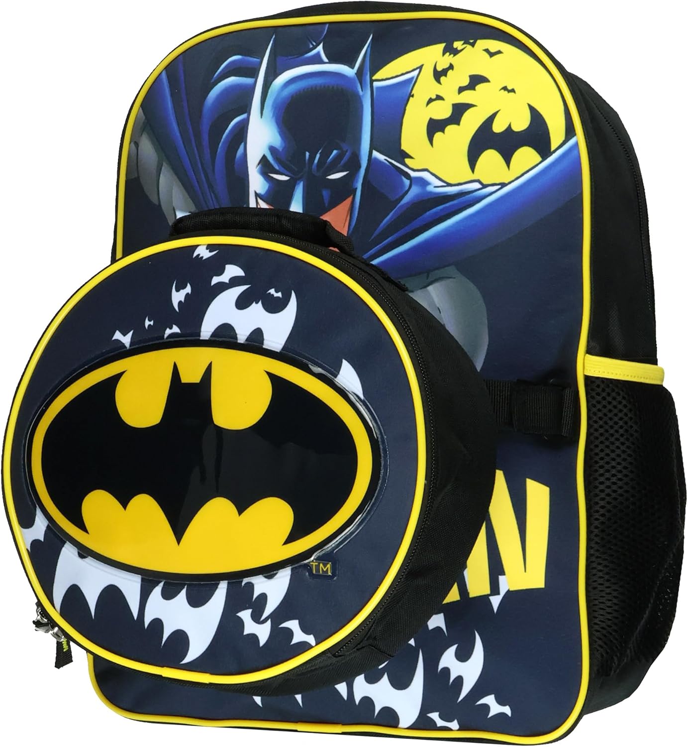 AI ACCESSORY INNOVATIONS DC Comics Batman Backpack with Removable Bat Signal Insulated Lunch Box Tote Bag 16"
