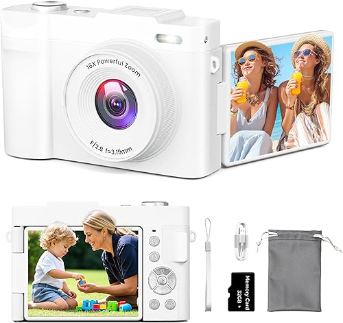 Miniatura 9 de Cámara digital 4K para fotografía, pequeña cámara de videoblogs con pantalla giratoria para YouTube, zoom 16X de 50MP, cámaras de viaje portátiles