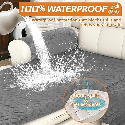 Miniatura 2 de Arfntevss Fundas impermeables para sofá modular en forma de L para sofá seccional lavable, funda de sofá de terciopelo para perros y mascotas en
