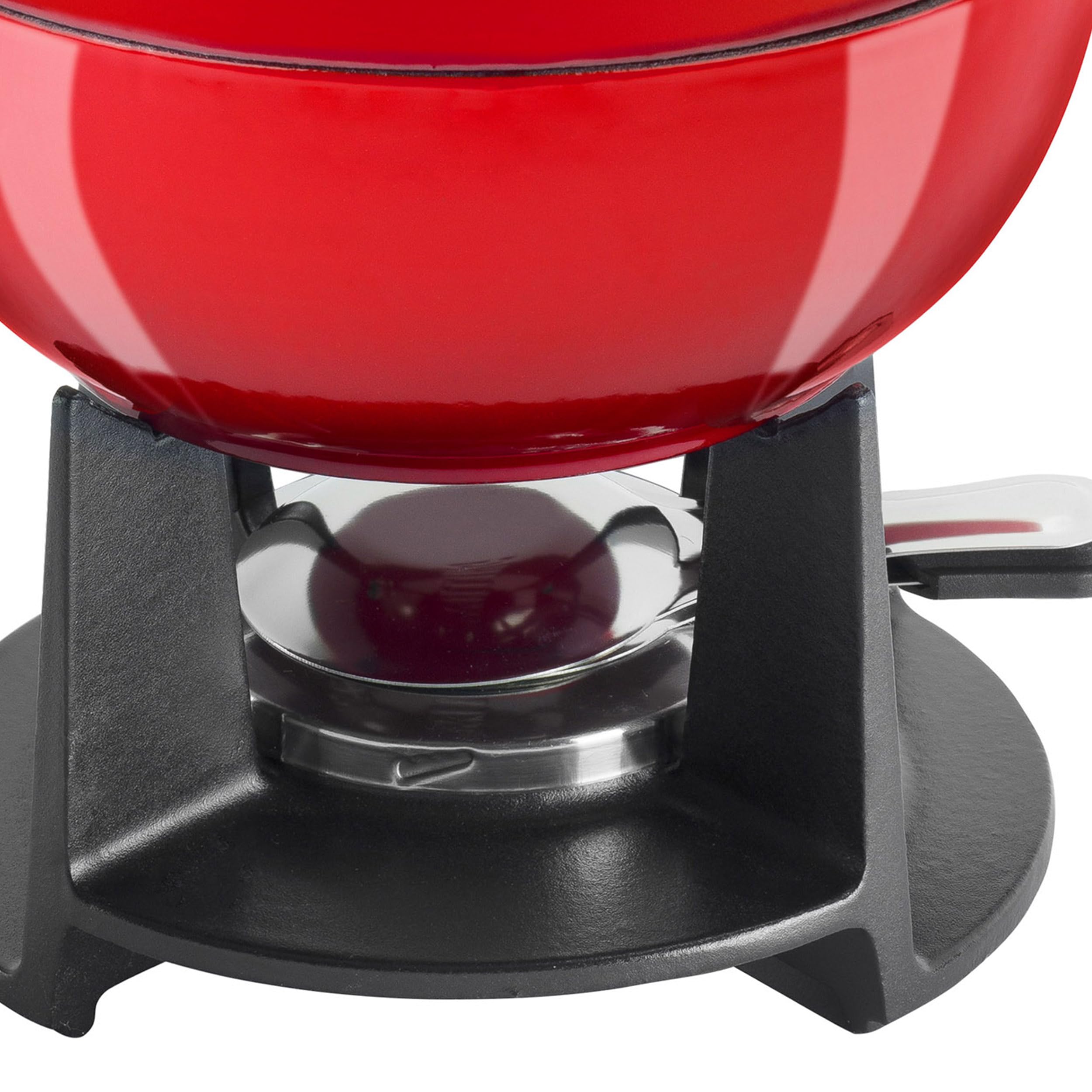Zwilling 40201-002 Fondue-Set - Cherry Emaille Gusseisenpfanne, Schweizer Fondue-Set für geschmolzenen Käse, 6 Edelstahlgabeln, Schokoladenschmelztopf, Spritzschutz, für alle Herdarten geeignet,