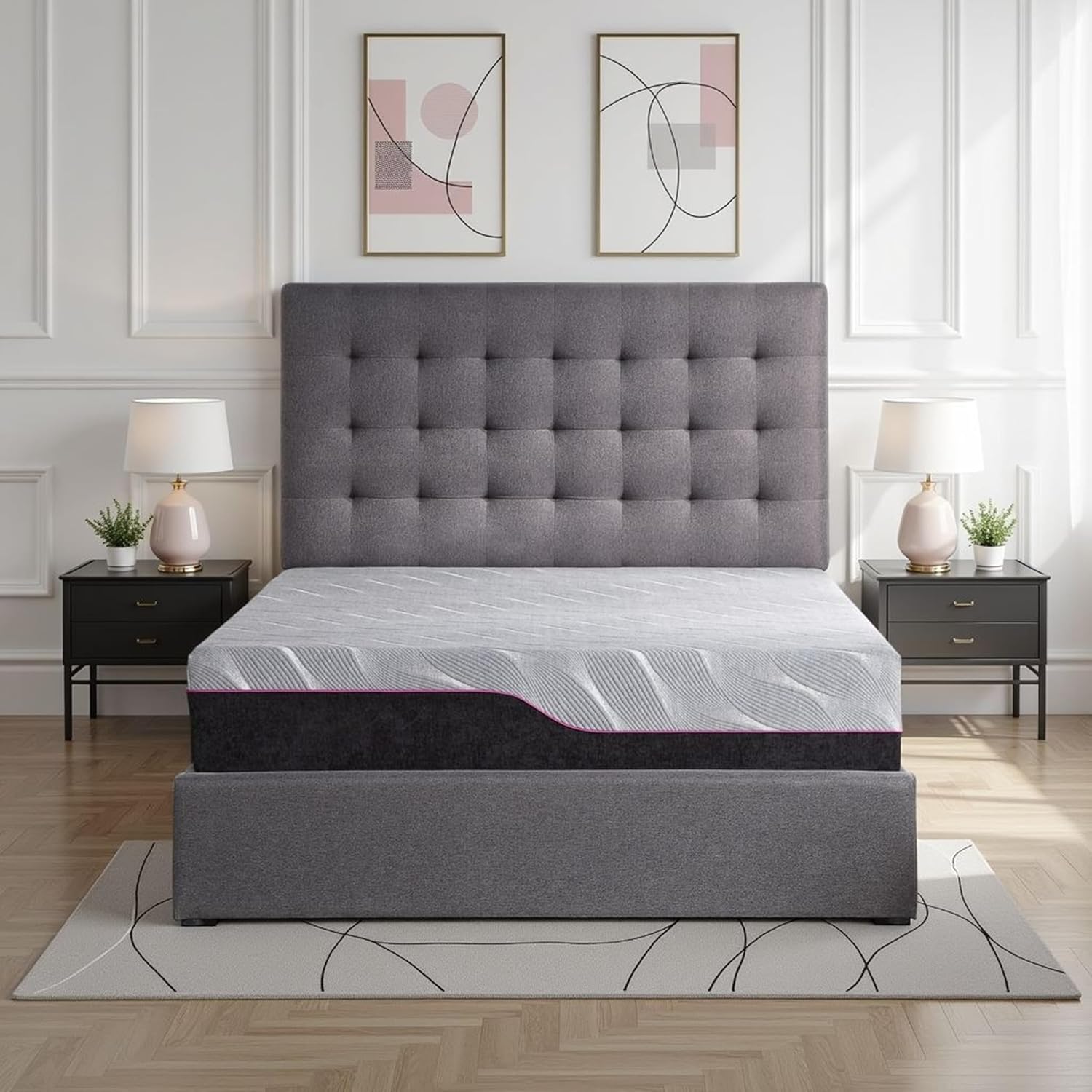 Bridgevine Home Renew 4-Layer Memory Foam Mattress, 11 Inches, Mattress-in-a-Box, King Size, Charcoal Knit Cover