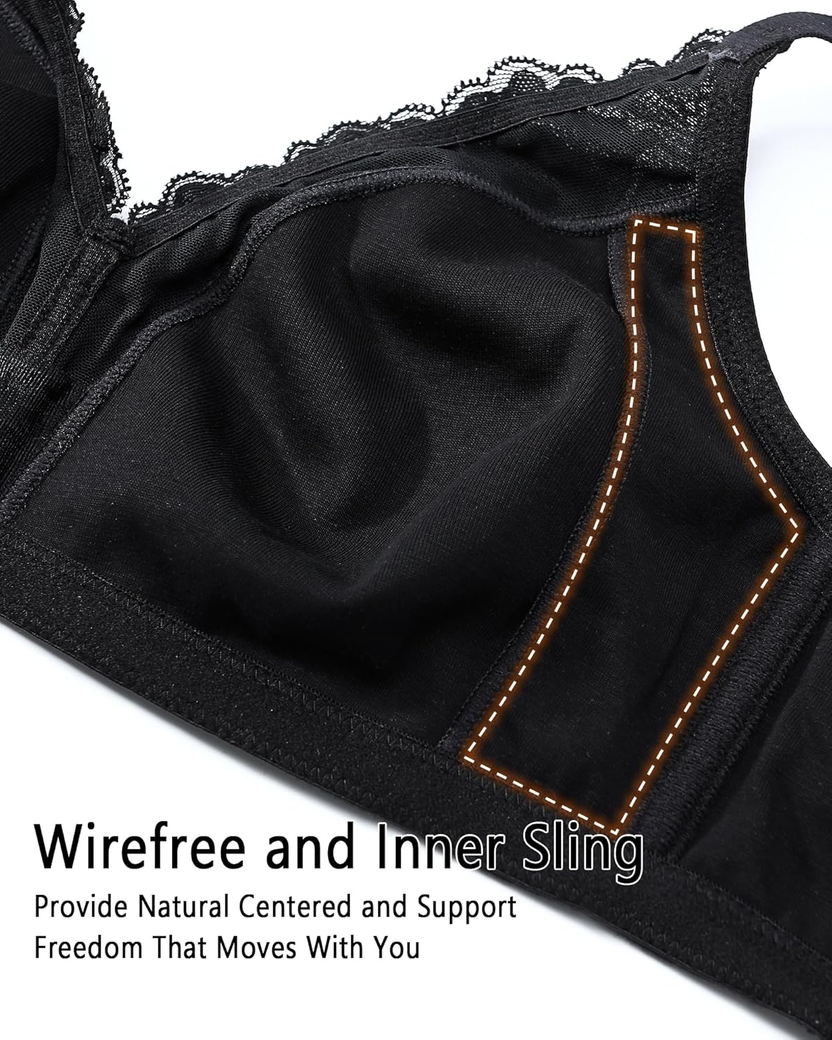 HACI Women's Cotton Bra Plus Size Full Coverage Wirefree Non Padded Everyday Seamless - Image 2