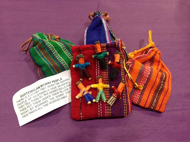 Set of 6 Worry dolls in a Colourful Pouch