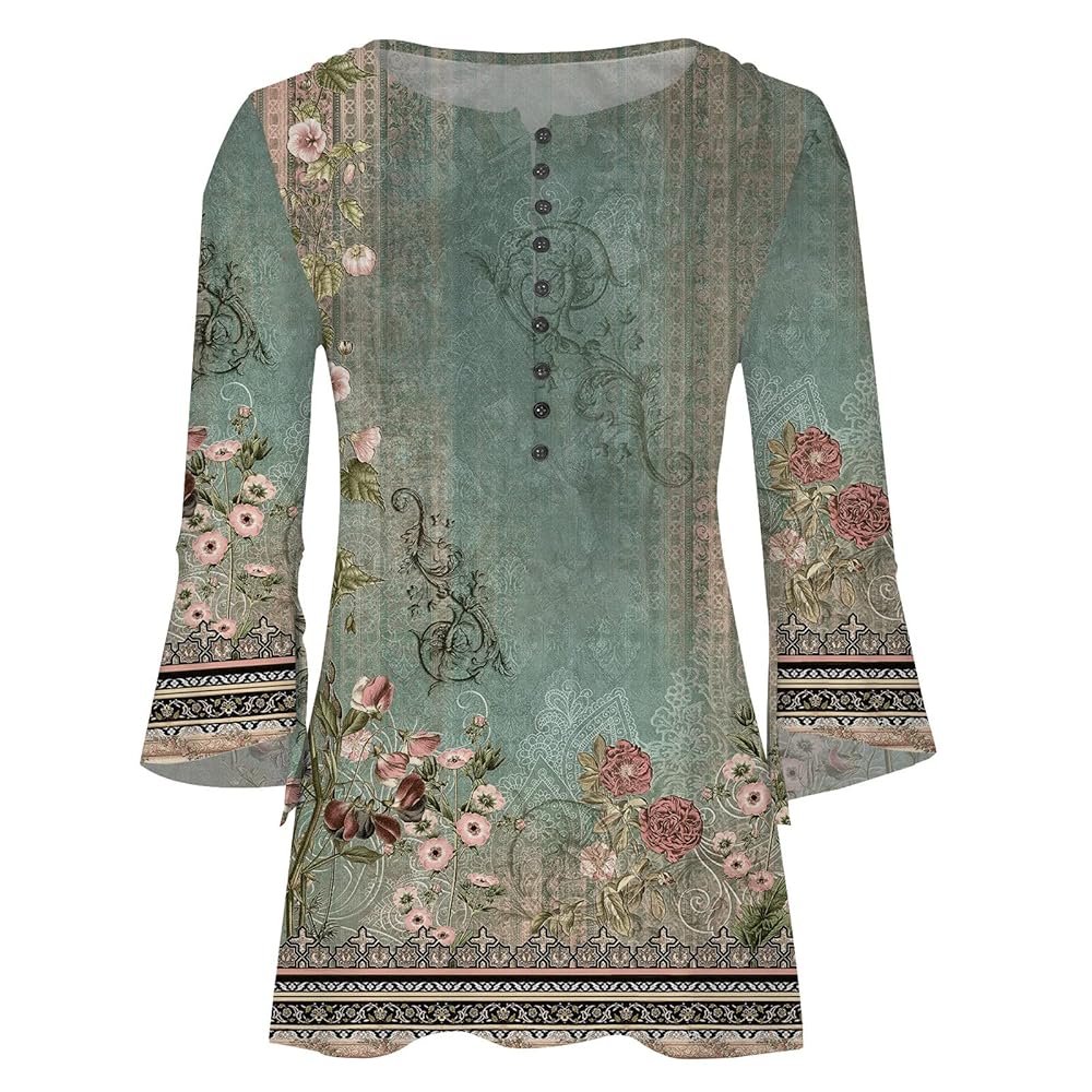 Amazon of Womens Tunic Tops Trendy Vintage Boho Shirts Short