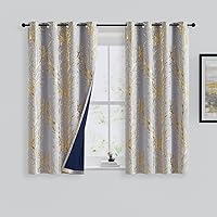 Vista 12 de FMFUNCTEX Cortinas 100% opacas, color oro blanco, árbol para sala de estar, cortinas de 84 pulgadas de largo, paneles con patrón de ramas