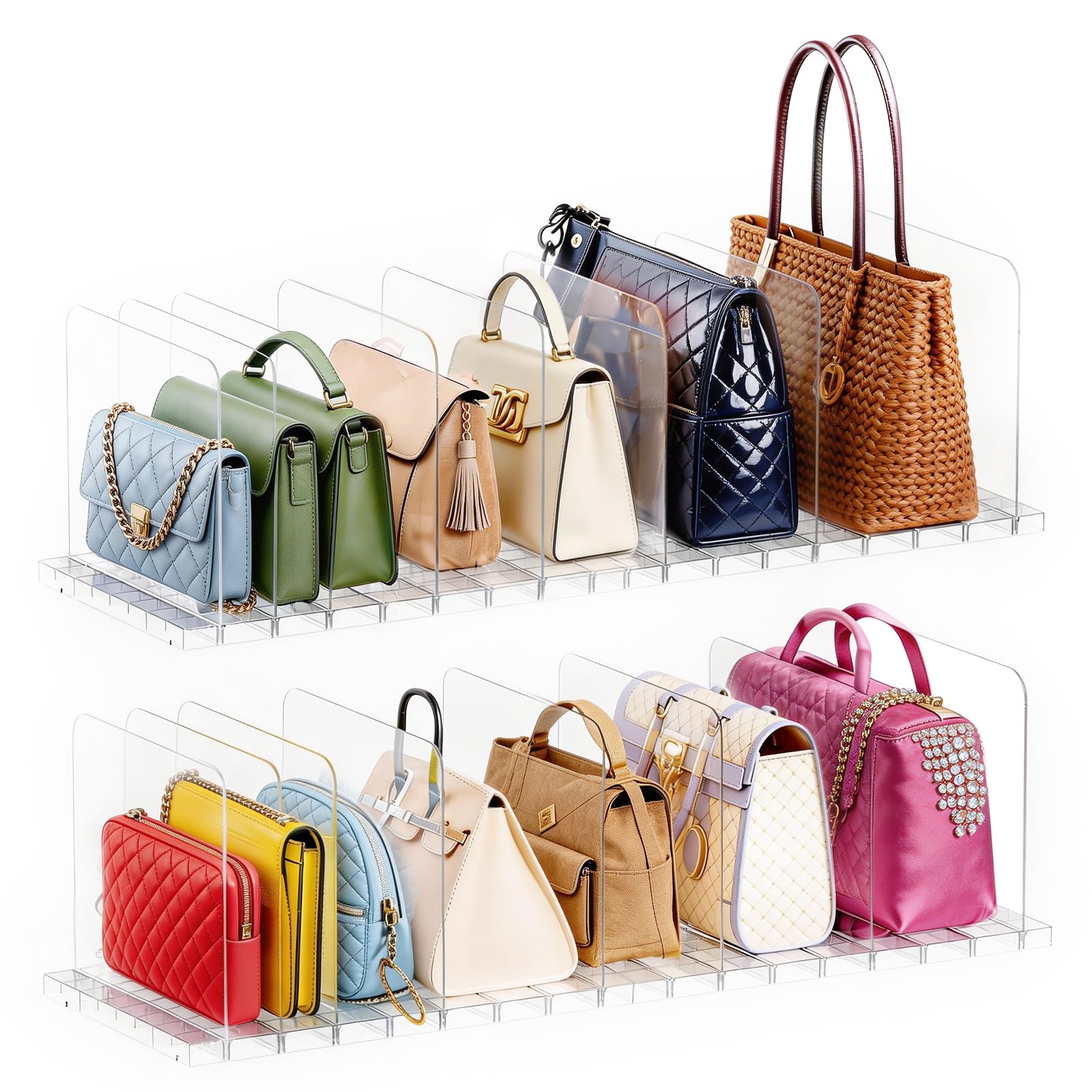 Rangement sac à main anti-déformation avec séparateur transparent réglable
