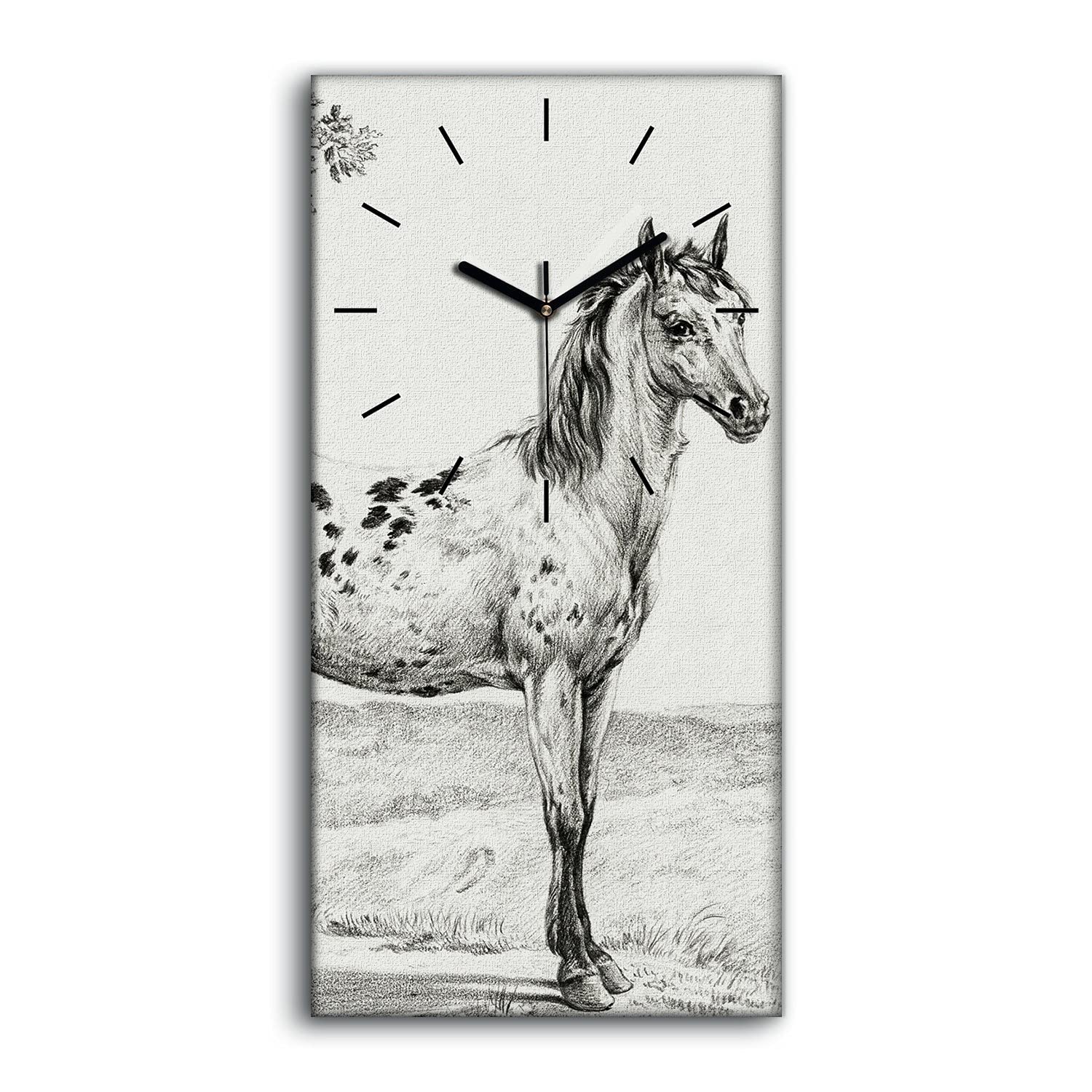 Horloge sur toile art moderne avec impression de haute qualité animaux 30x60