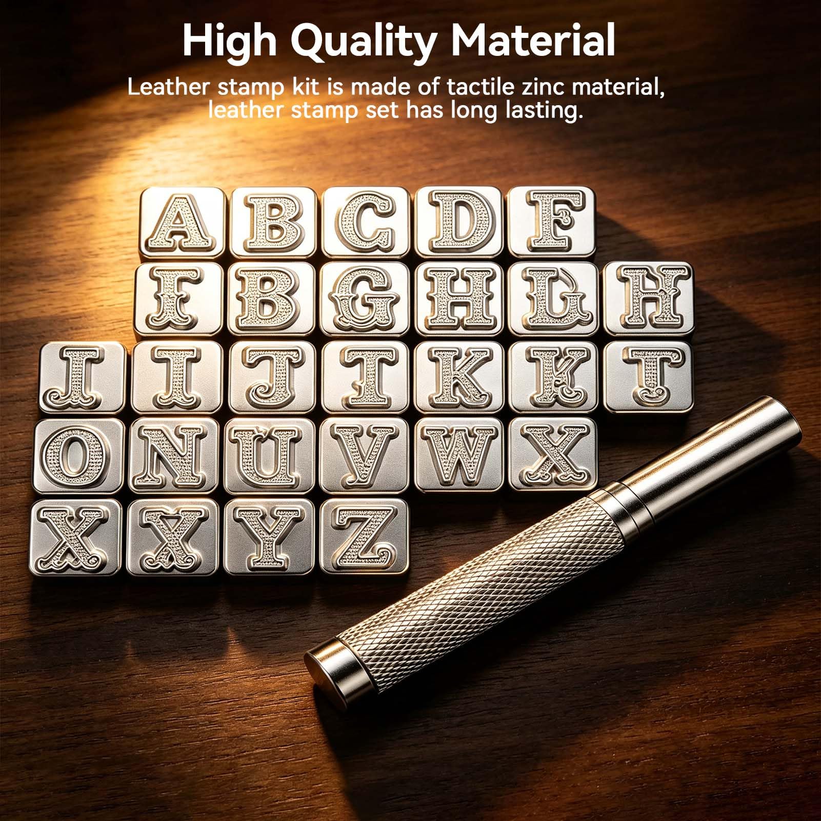 Kit De Alfabeto De Sellos De Cuero, Sellos De Cuero Para Trabajar El Cuero Sellos De Cuero Herramientas Sellos De Letras De Cuero Juego De Punzones De Letras Para Metal 3/4 Pulgadas 19 Mm Juego De Sel
