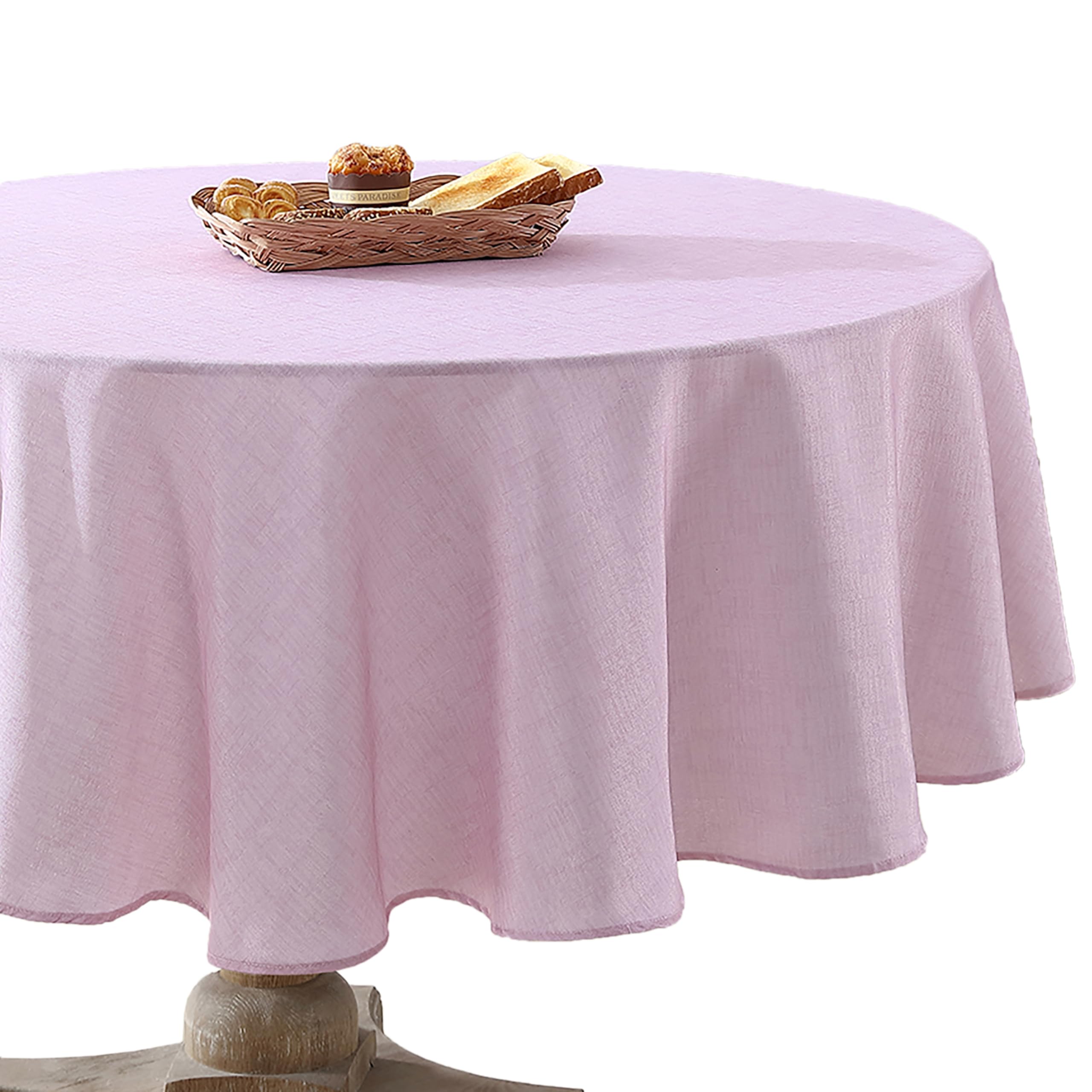 Laura Ashley Mantel Decorativo, Resistente a Las Arrugas y a Las Manchas, Repelente al Agua, Tela de poliéster Lavable de fácil Cuidado para Comedor, Cocina, Vacaciones y Fiestas, Redondo de 70