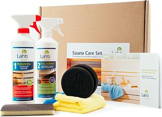 LAHTI Sauna Care Set - Saunapflege & Holzschutz Set auf BIO-Basis, effektive Grund-Reinigung mit Puruvesi, Holzpflege mit Oulujärvi, mit Zubehör – Ohne Schadstoffe