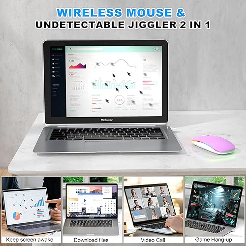 Miniatura 2 de Ratón inalámbrico LED  Ratón inalámbrico Bluetooth RGB para MacBook Pro Air Mac iPad portátil, silencioso óptico recargable USB C ratones con modo