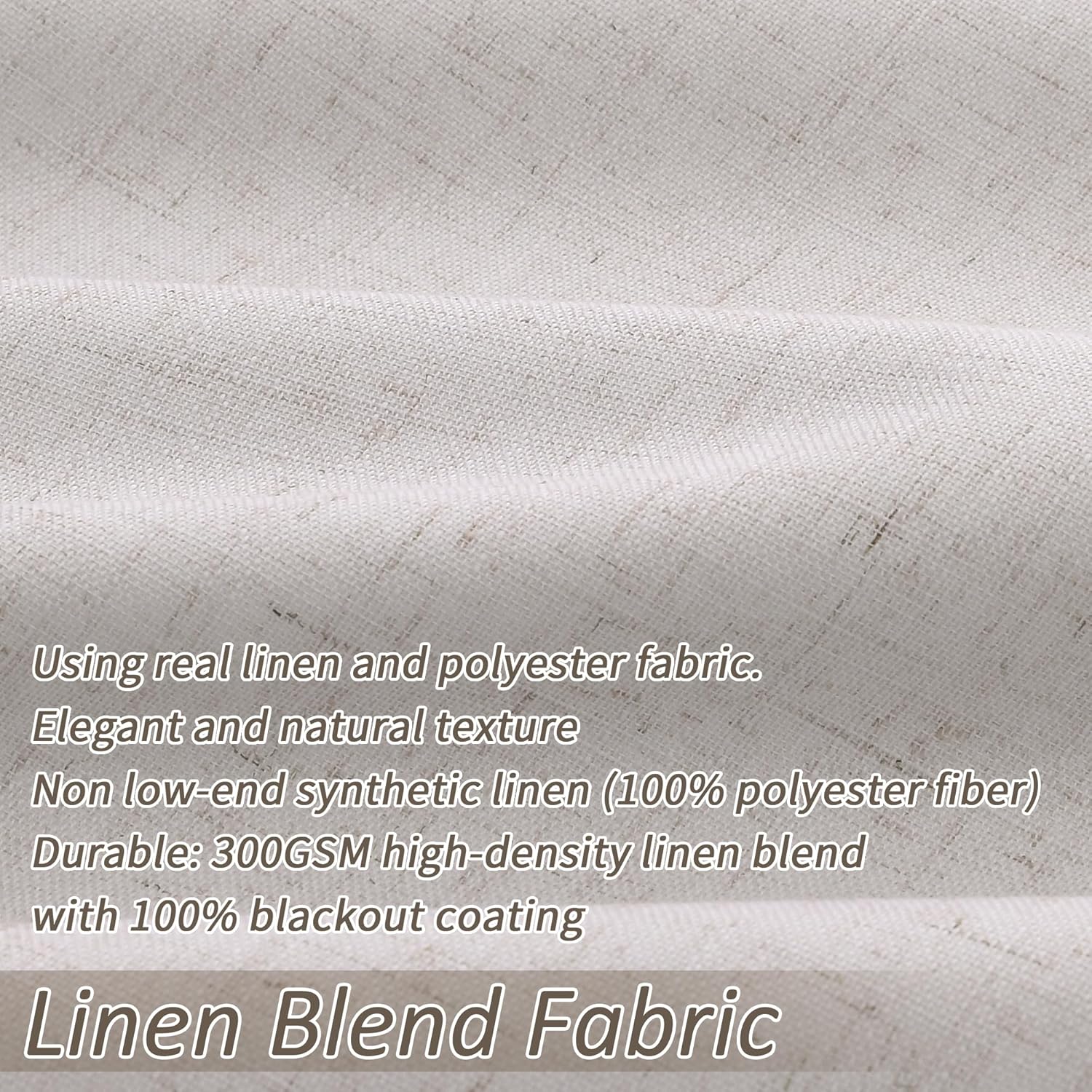 Hokibero Champagne Blackout Curtains Linen for Bedroom 108 Inches Long Back Tab Farmhouse Living Room Darkening Curtains Thermal Insulated Modern Curtain Black Out 52x108
