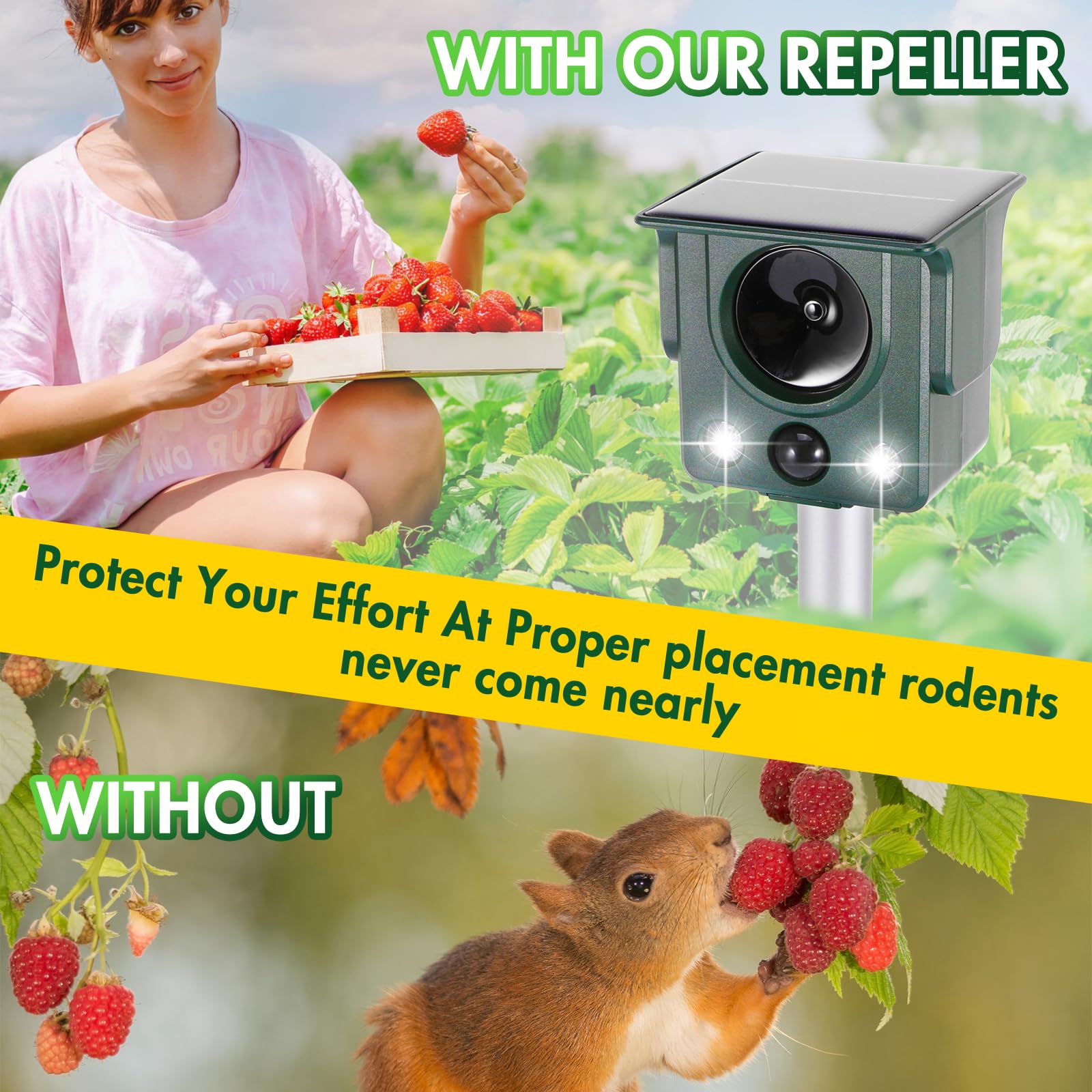 Repelente Ultrasónico De Gatos para Jardines, Repelente De Topos con Ultrasonido y Flash Led, Carga Solar USB, Repelente De Animales para Zorros, Gatos, Perros, Ardillas