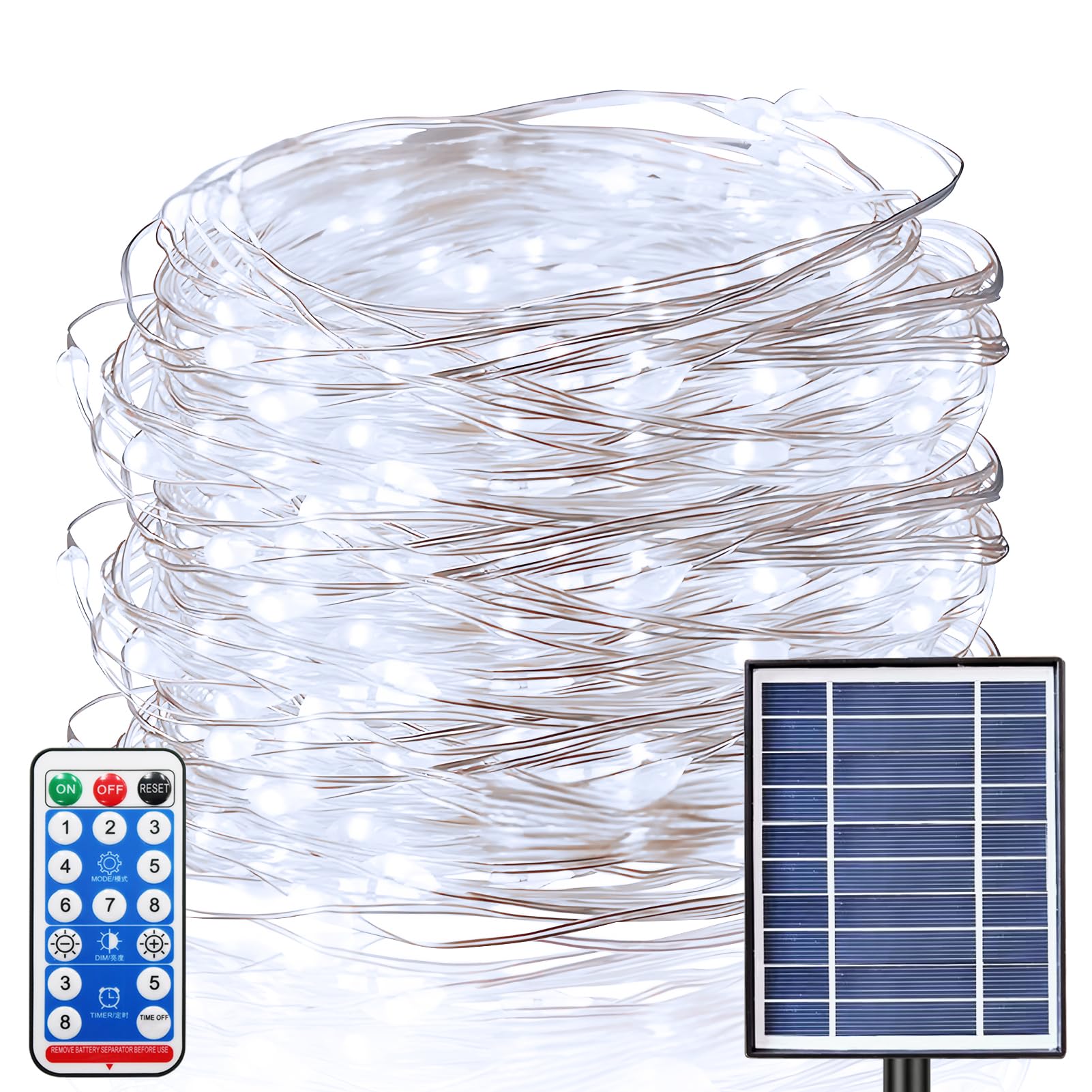 Hebitod Solar Lichterkette 50M 500 LED - Warmweiß Mit USB & Solar Ladung, IP44 Wasserdicht