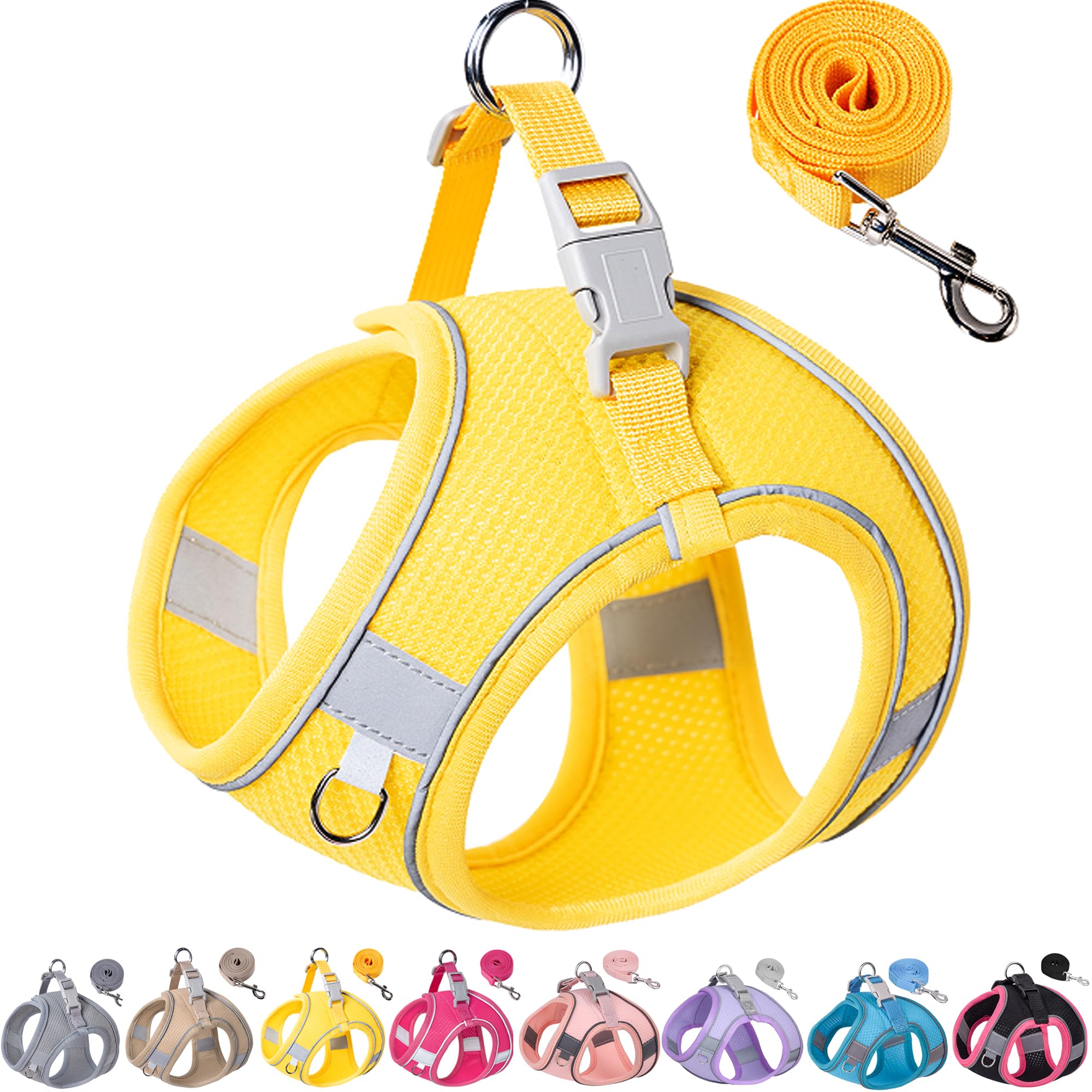 Aecllcea Dog Harness for Small Medium Sized Dog, Puppy Harness and Leash Set Training, Dog Harness and Leash Set, Dog Vest Harness, Dog Harness Small Sized Dog, Small Dog Harness. (Yellow, XXS)