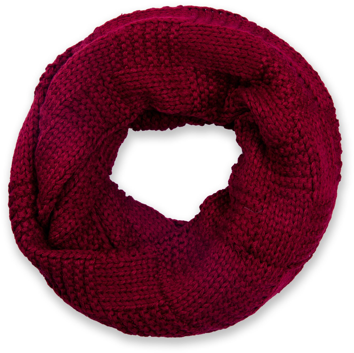 styleBREAKER knit loop scarf with patent pattern, single-colour fine-knit snood, winter knit scarf, unisex 01018152, Colour:Claret-Red