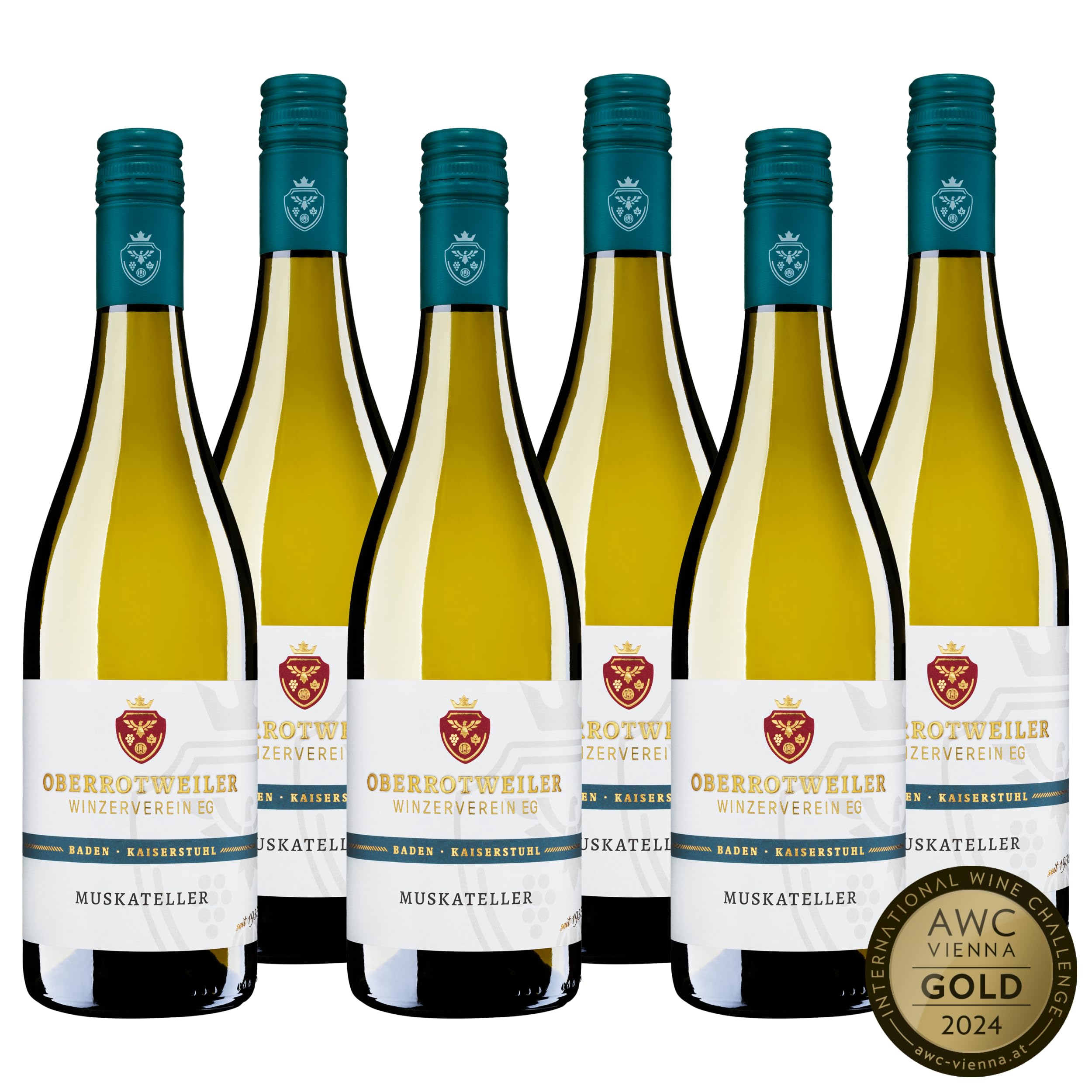 Oberrotweiler Muskateller QbA - Weißwein lieblich, frisch fruchtig süß im Geschmack - Badischer Qualitäts-Wein, Anbaugebiet Kaiserstuhl (6 x 0,75 l)