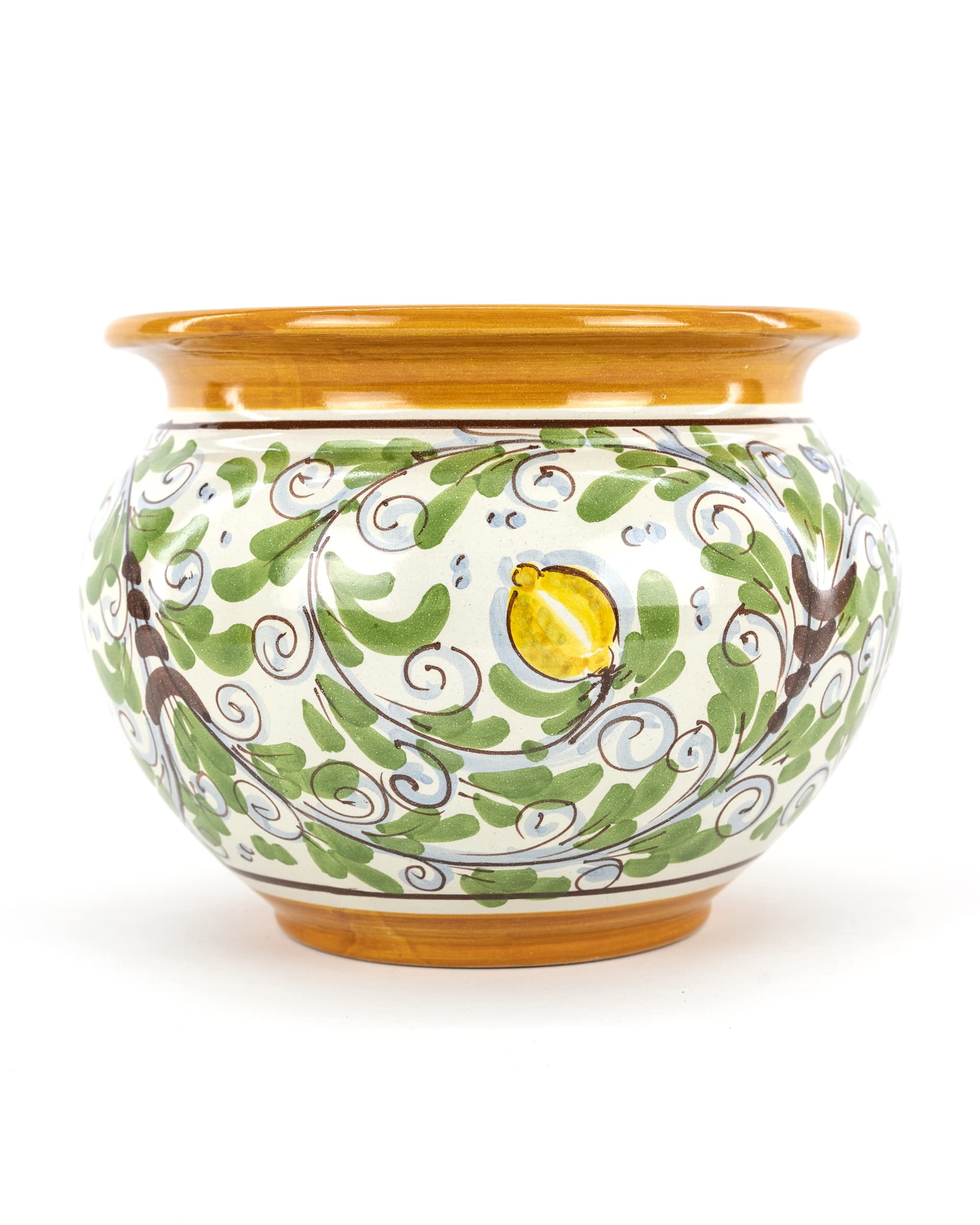 CEAR ceramiche - Übertopf aus Keramik von Caltagirone, handdekoriert mit den klassischen Motiven der sizilianischen Tradition