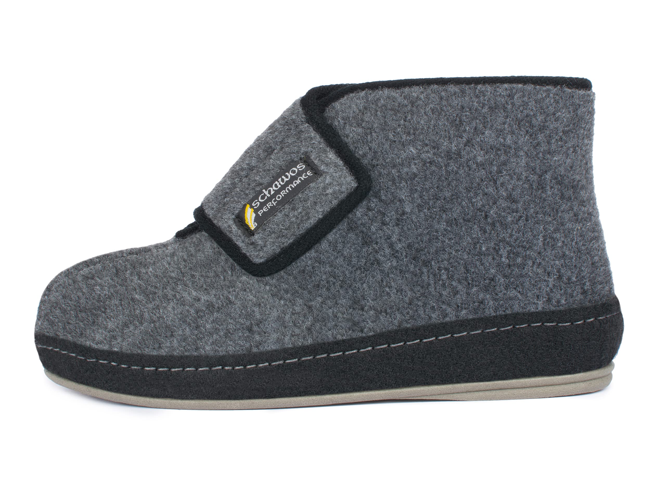 SCHAWOS Zapatillas de fieltro para hombre 6060 con forro cálido de lana virgen con cierre de velcro