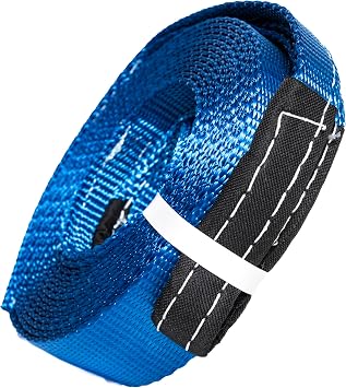 HiGear 2" X 20, 6.5 Ton 2 Inch X 20 Ft. Polyester Tow Strap Rope 2 Loops 14,000lb Towing Recovery by Alfa Wheels Blue, 2in 20ft 2x20
