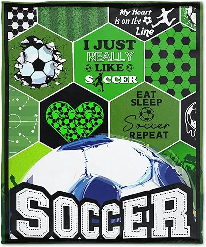 Manta de regalo de fútbol, manta de franela suave y ligera para niños y niños, microfibra, 40 x 50 pulgadas