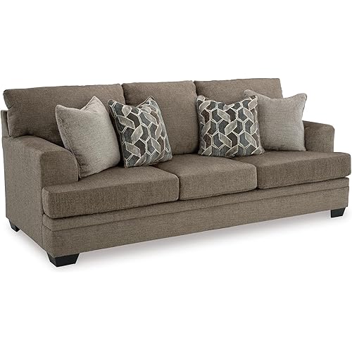 Signature Design by Ashley Stonemeade Contemporary Sofa Sleeper with Folding Gel Memory Foam Mattress, Reversible Cushions and 4 Accent Pillows, Queen, Dark Brown
