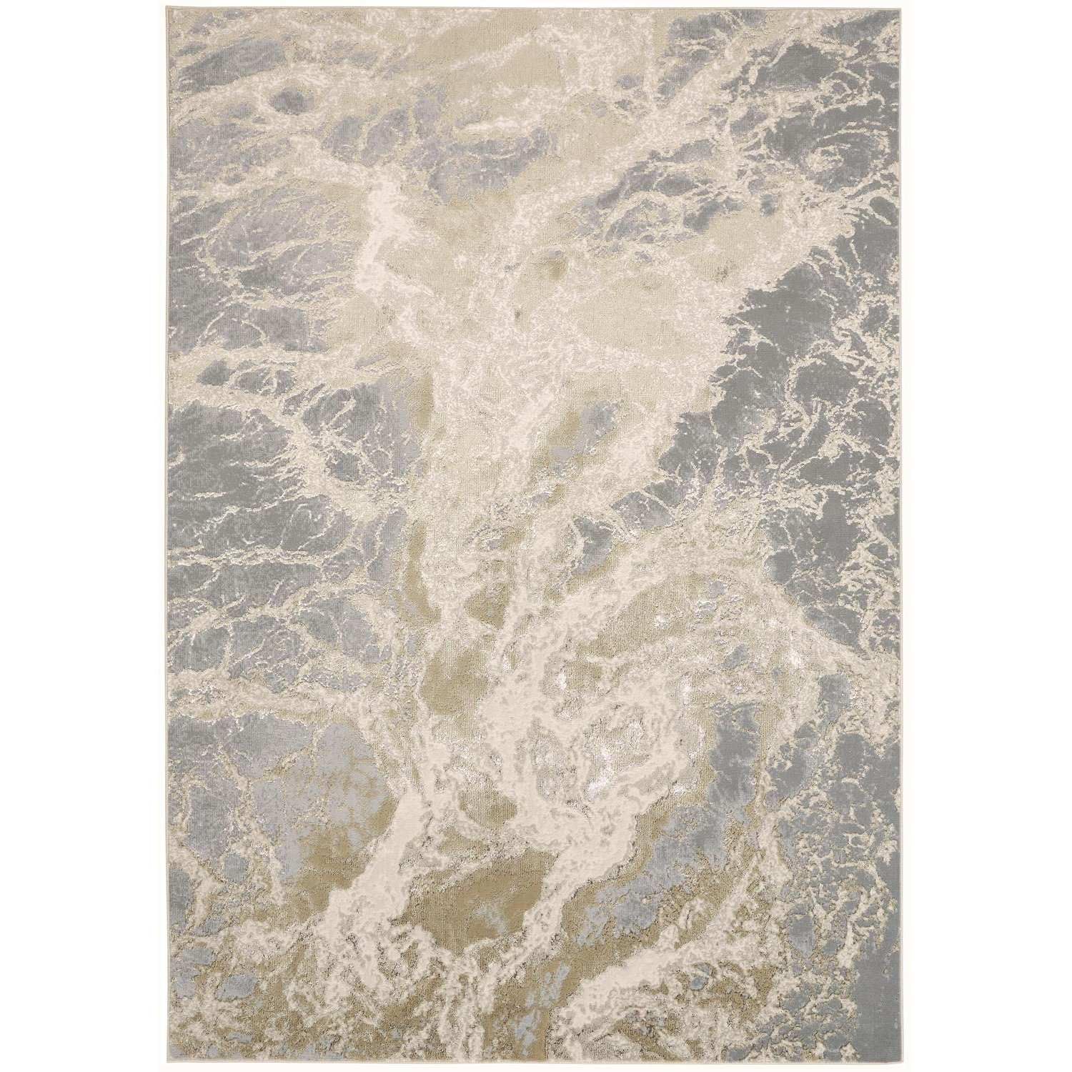 Feizy Rugs - Aura Collection, Contemporary Abstract Area Rug - Beige/Gray 1'-8" X 2'-10"