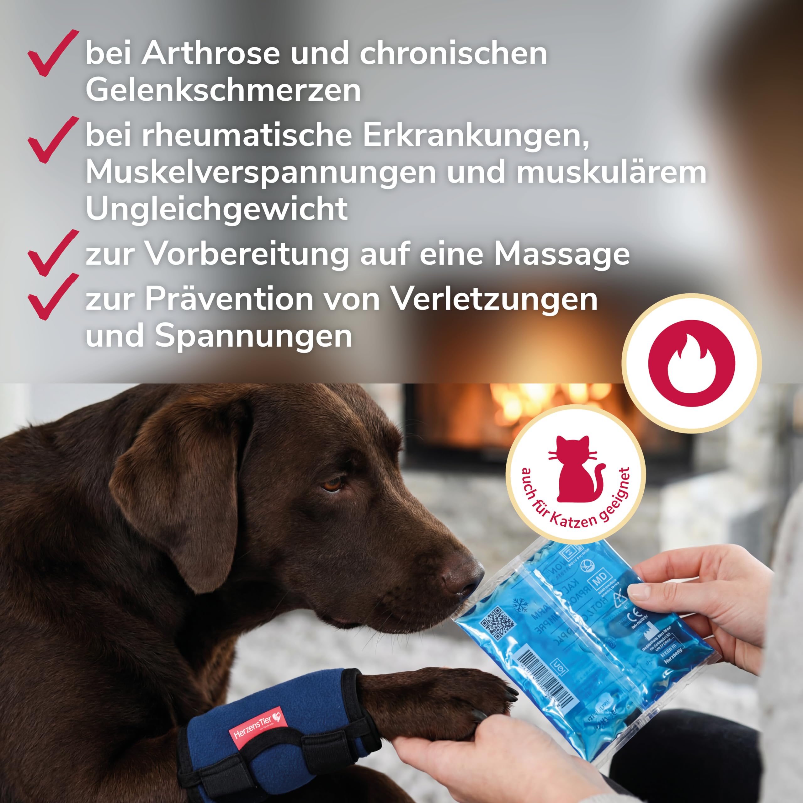 Kühl- und Wärmebandage Gr. S für Hunde & Katzen, 2in1 Therapie bei Verletzungen & Arthrose