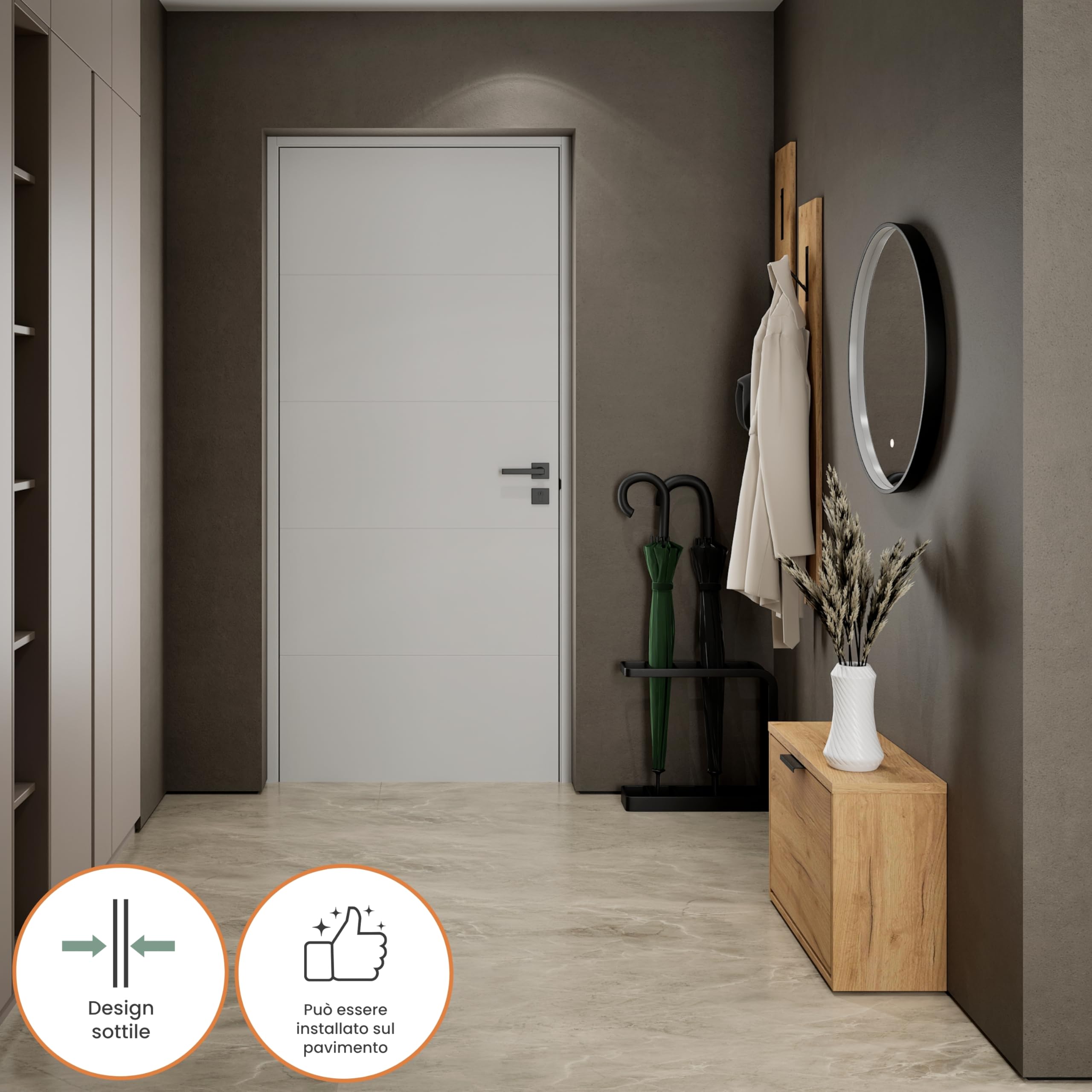 Planetmöbel scarpiera salvaspazio con 1 ante, scarpiera armadio con 2 ripiani, porta scarpe per ingresso, corridoio, guardaroba 60 x 23 x 42,5 cm, rovere dorato