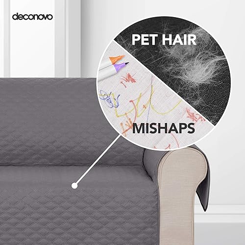 Miniatura 3 de Deconovo Slipover - Silla antideslizante resistente al agua, protector de muebles para mascotas, 21 pulgadas, color gris claro