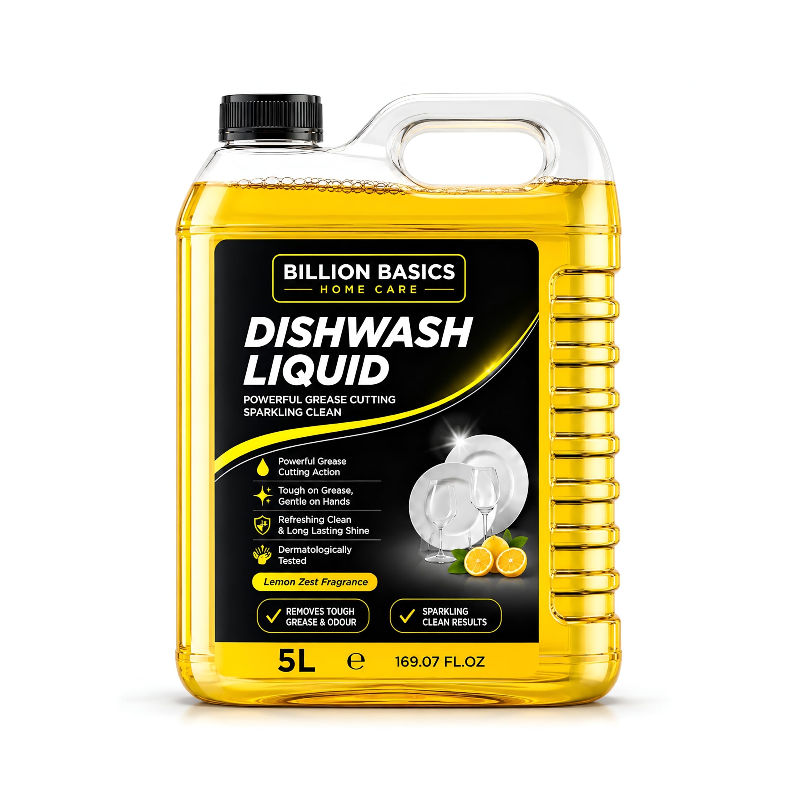 Dishwash Liquid, Lemon Zest Fragrance, Powerful Grease Cutting, Gentle on Hands, 5L-image-29