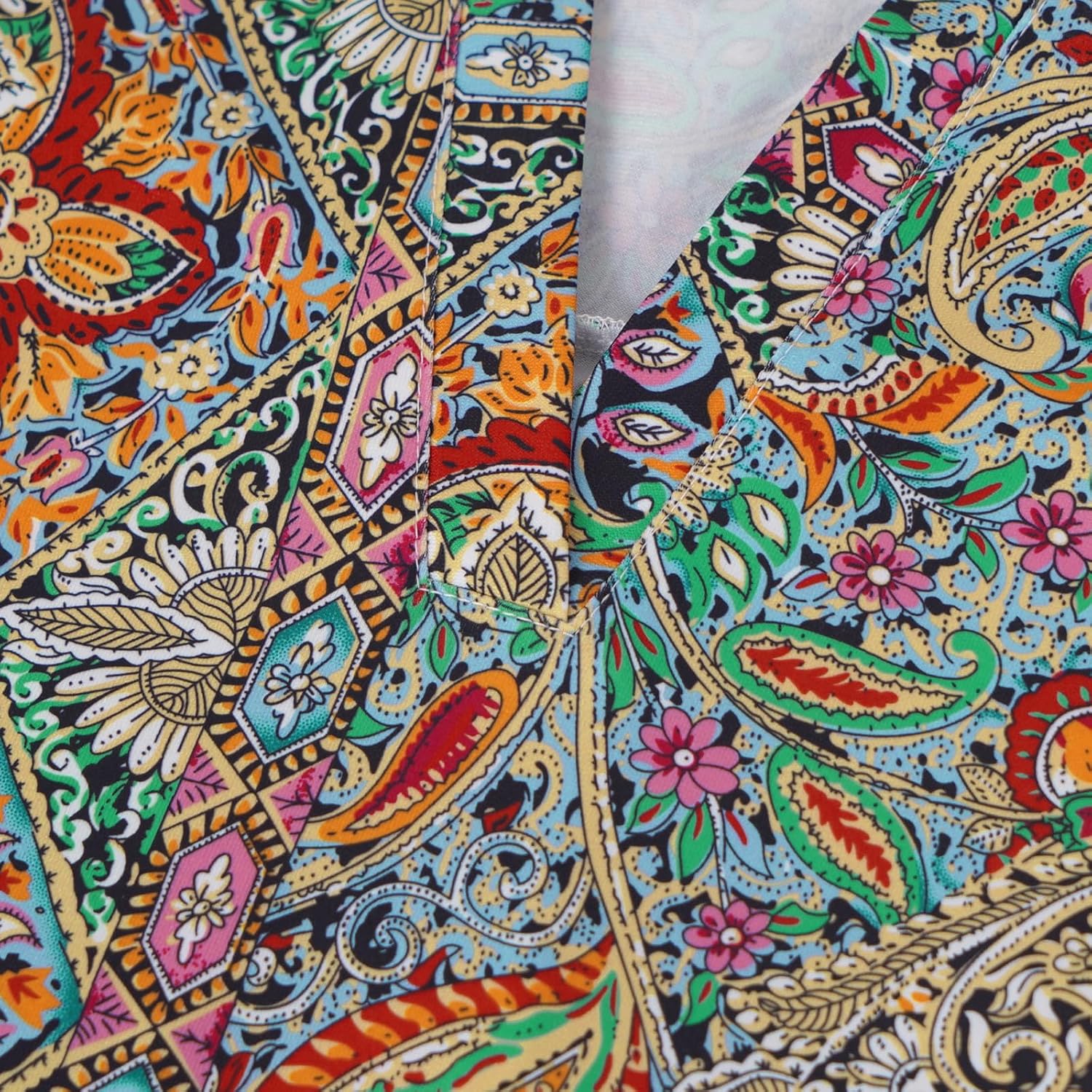 BAISHENGGT 3/4 Sleeve Tops for Women Notch V Neck Floral Work Blouses Dressy Casual Loose Fit Going Out Tunic Tops - Image 6